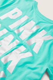 Victoria's Secret PINK Blue Teal Ice Logo Short Sleeve T-Shirt - Image 5 of 5