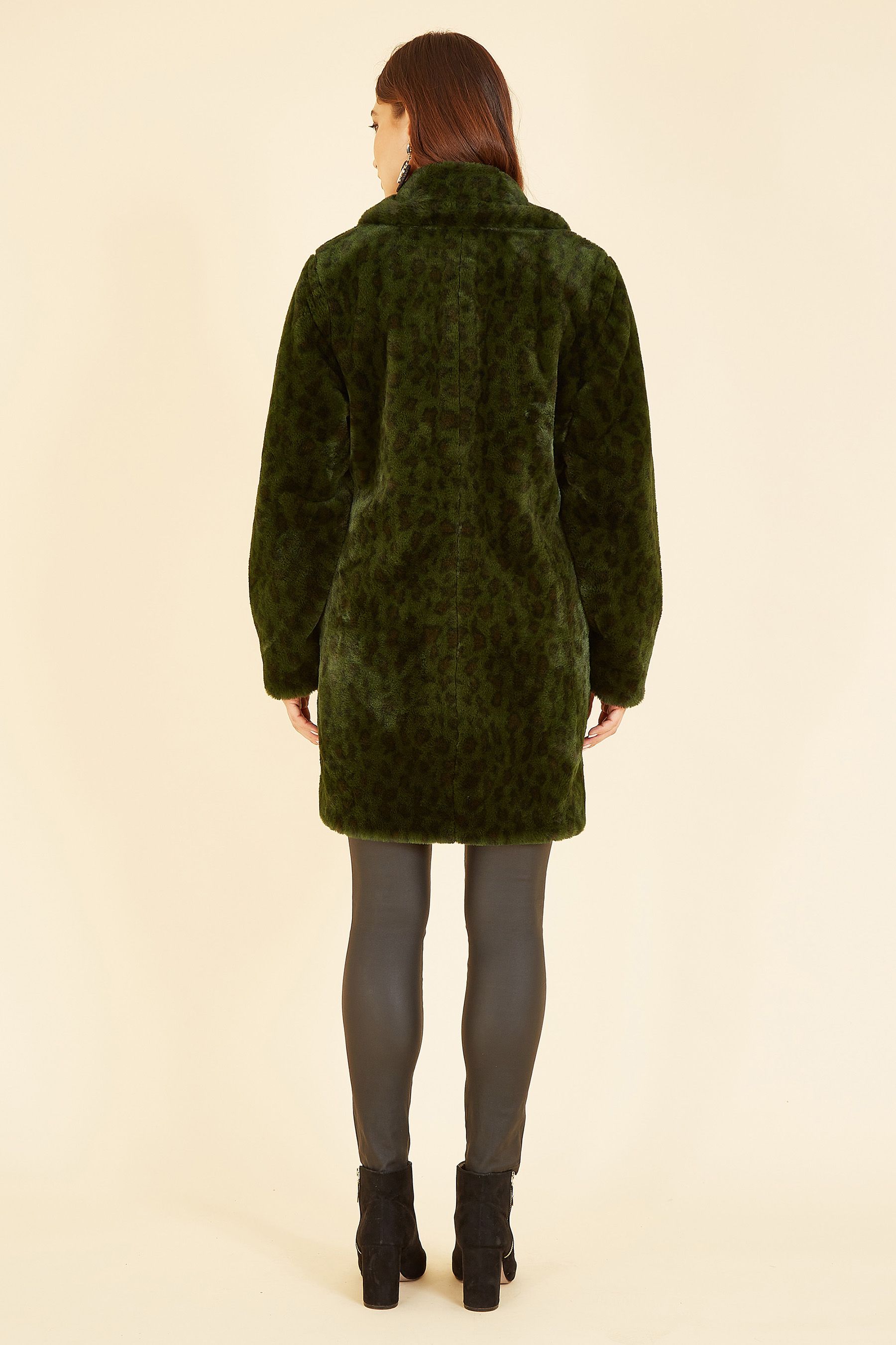 Green coat with leopard collar sale