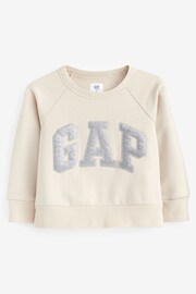 Gap Cream Glitter Logo Crew Neck Sweatshirt - Image 1 of 3