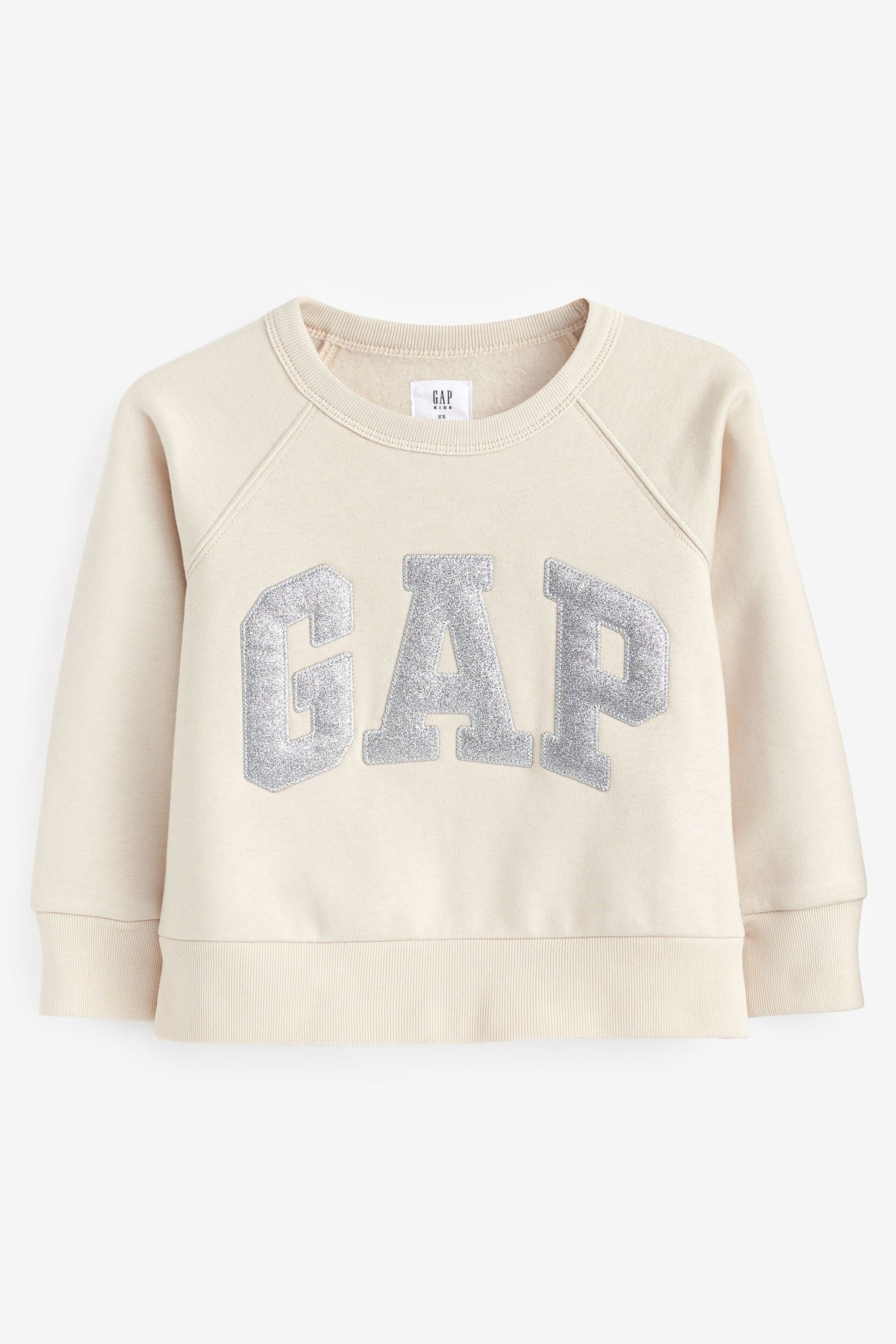 Gap Cream Glitter Logo Crew Neck Sweatshirt - Image 1 of 3