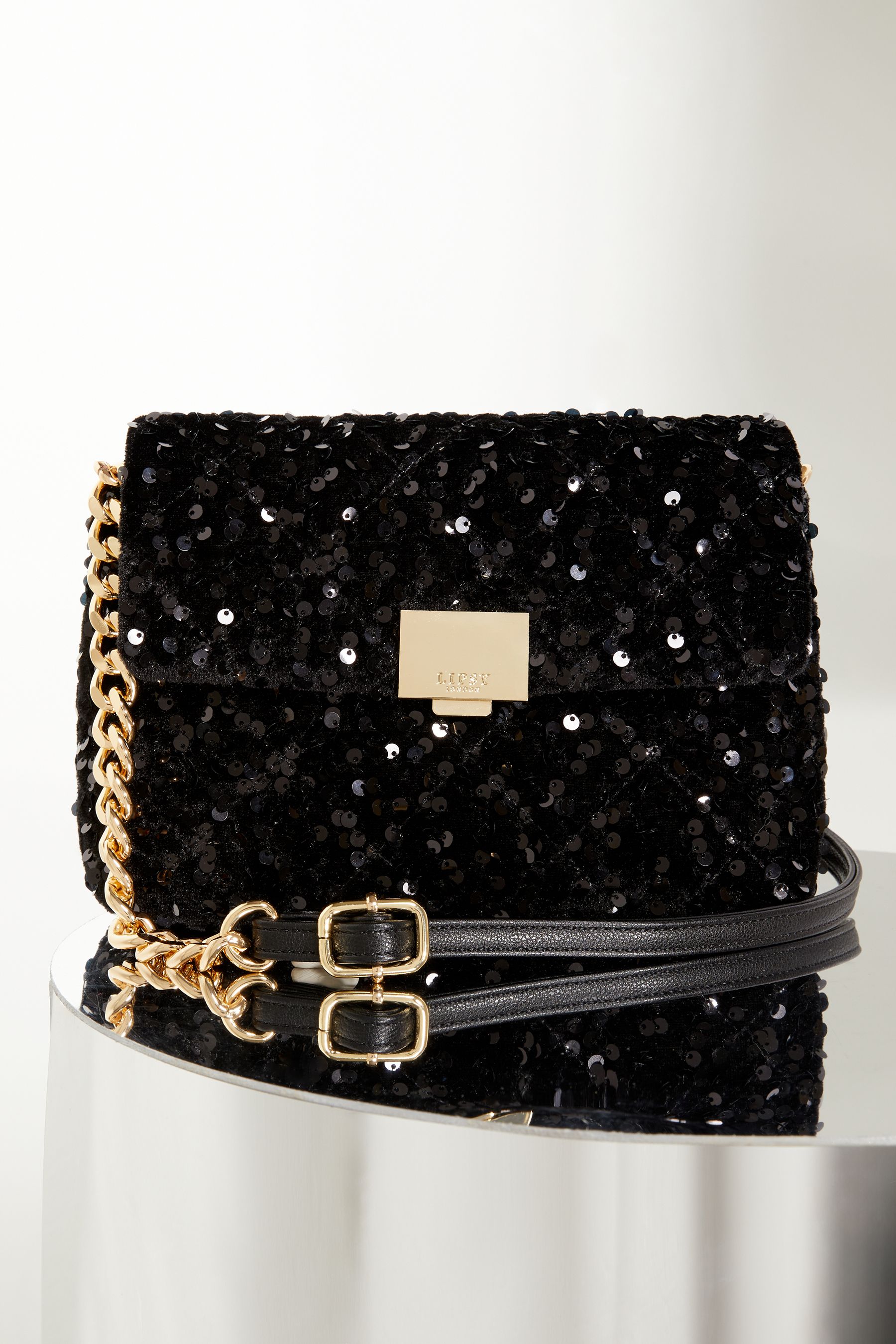 Buy Lipsy Black Sequin Chain Crossbody Bag from Next Luxembourg