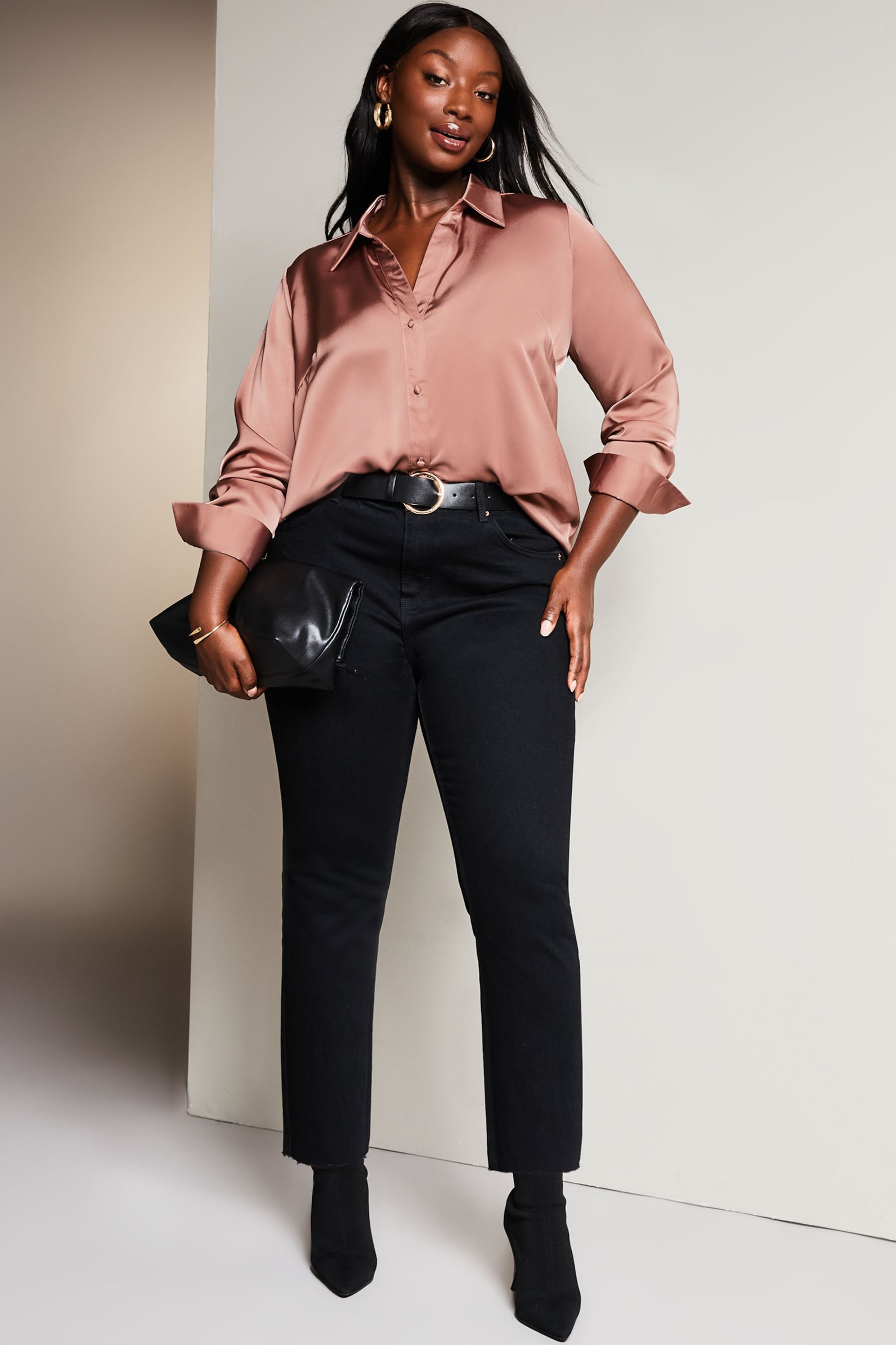 Lipsy Pink Curve Satin Button Through Shirt - Image 3 of 4