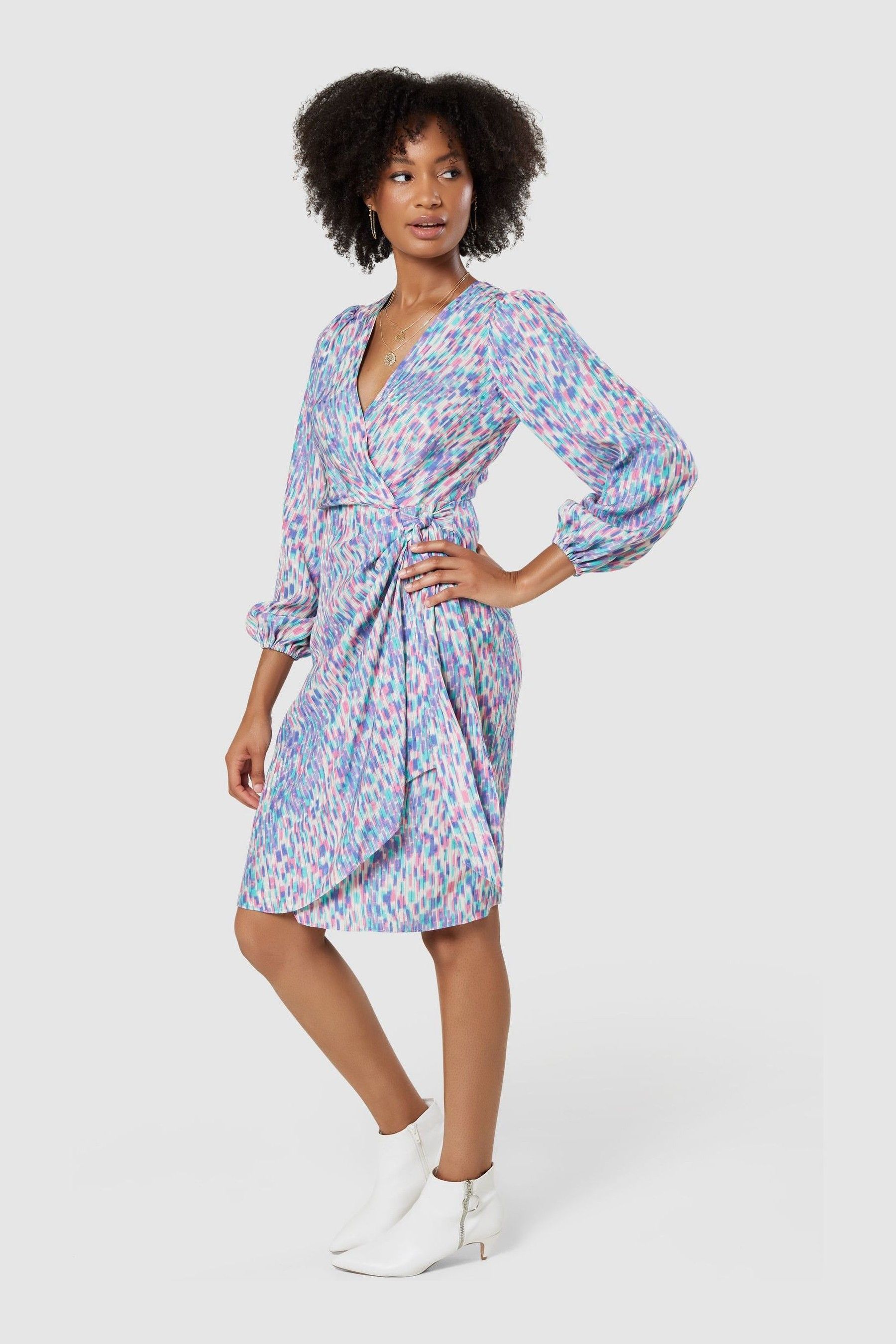 Closet pleated wrap dress online