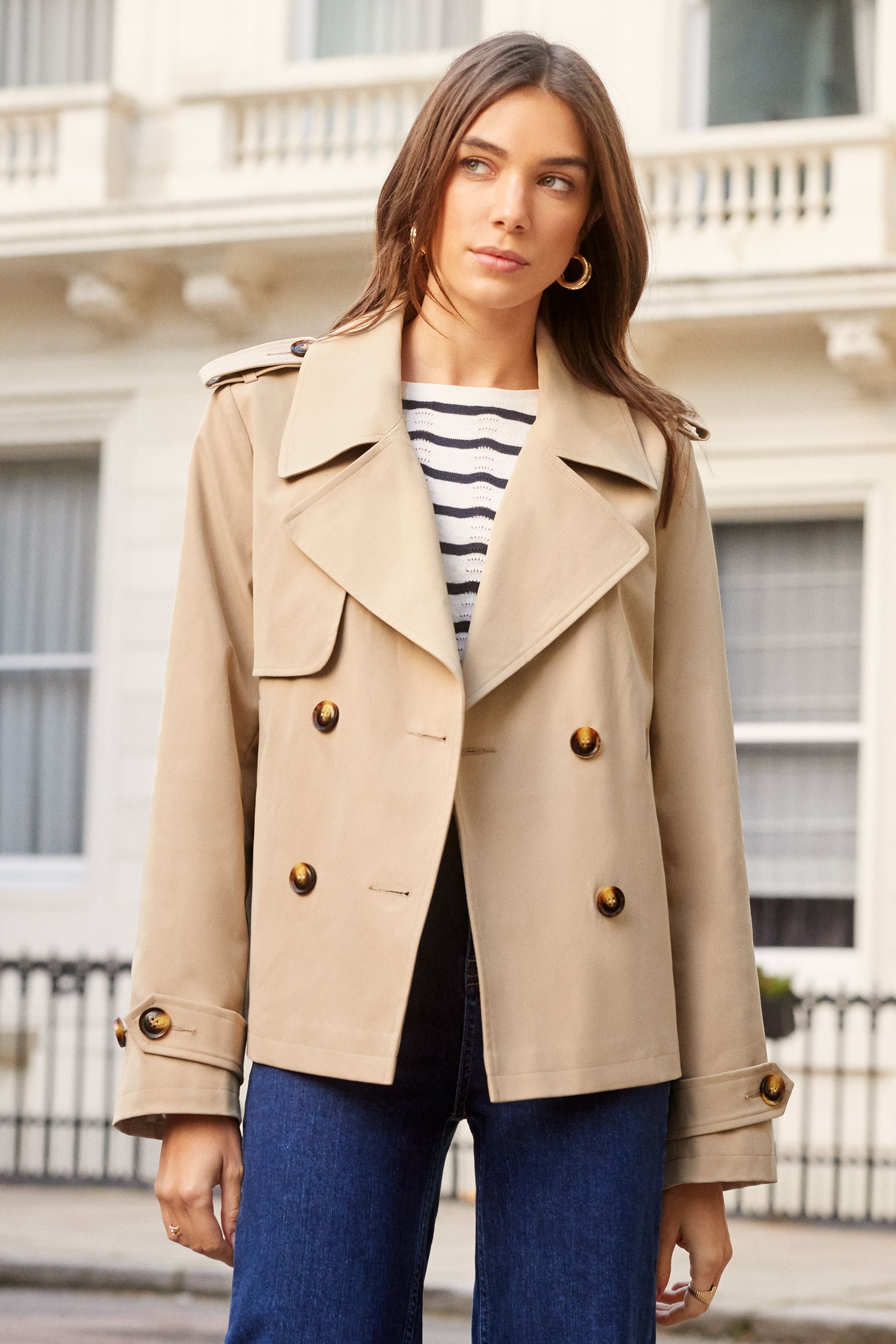 Buy Love Roses Camel Cropped Trench Jacket from the Next UK online shop