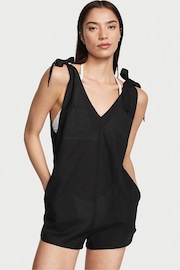 Victoria's Secret Black Linen Playsuit Cover Up - Image 1 of 3