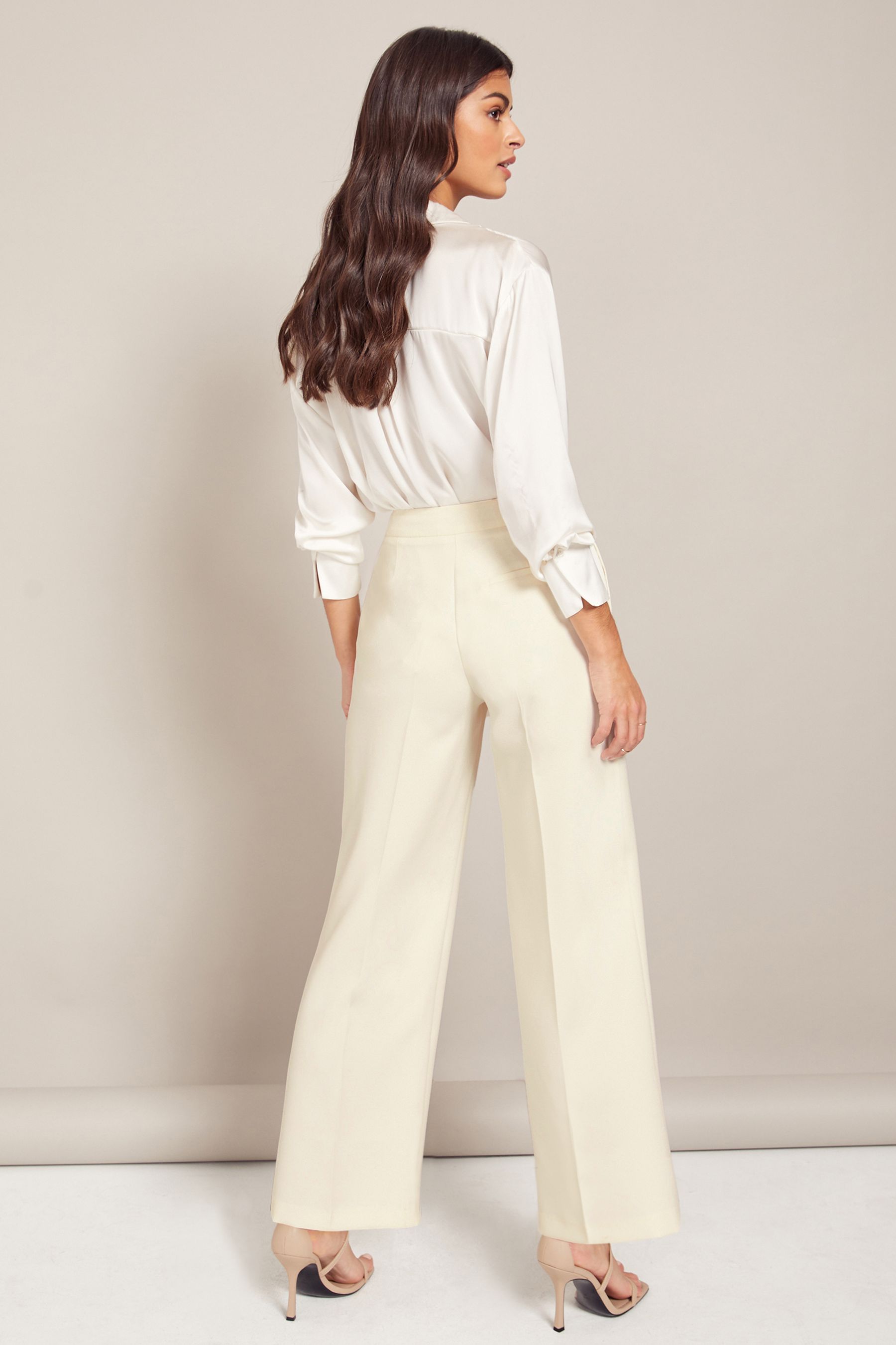 Buy Friends Like These Ivory Petite High Waisted Wide Leg Trousers from Next Luxembourg