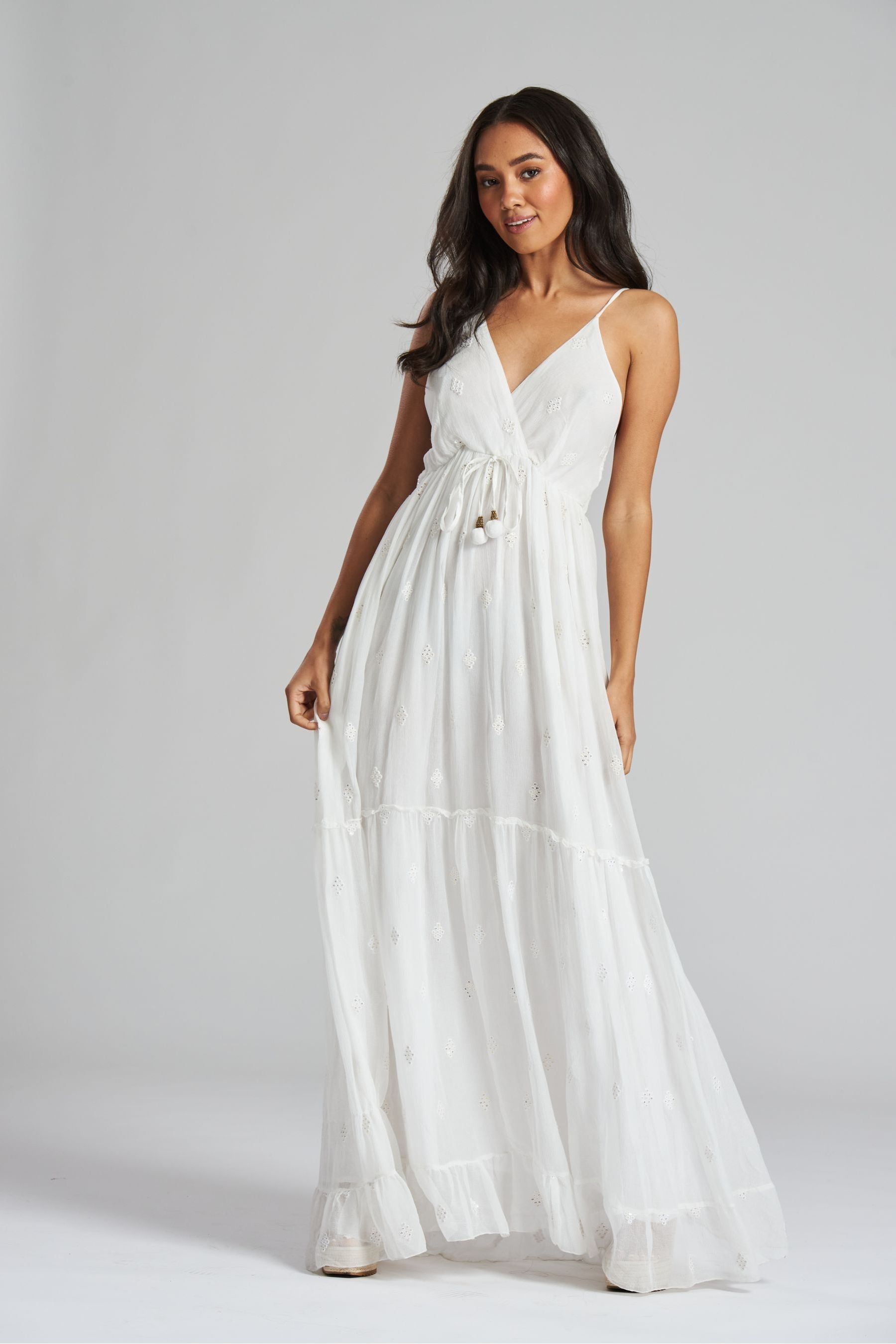Buy South Beach White Sequin Detail Strappy Maxi Dress from Next Germany