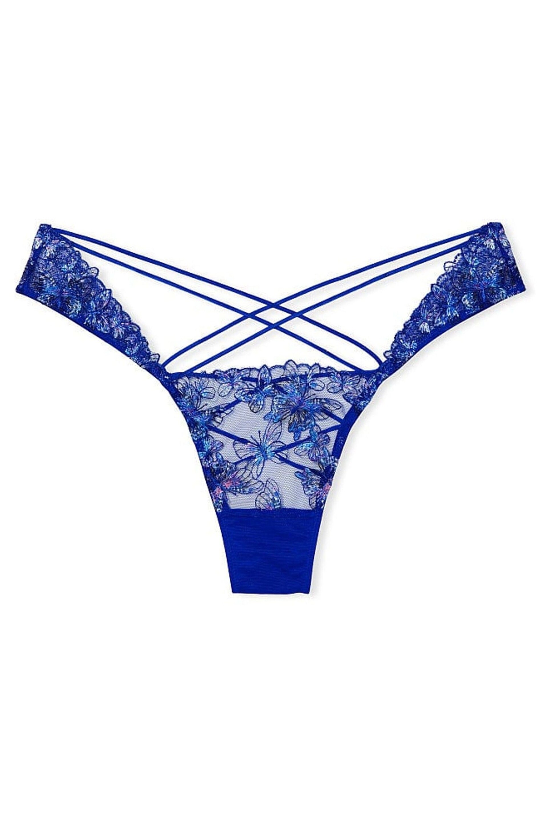Victoria's Secret Blue Butterfly Embroidery Brazilian Embroidered Knickers - Image 3 of 5