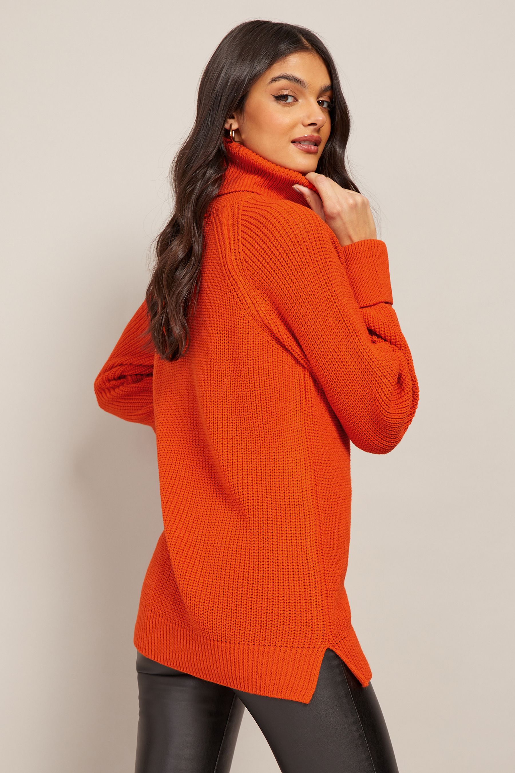 Buy Friends Like These Orange Roll Turtle Neck Knitted Jumper from Next Luxembourg