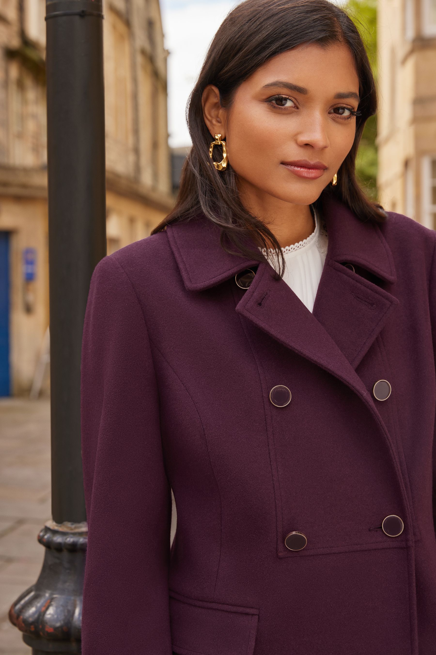 Buy Love Roses Purple Premium Double Breasted Dolly Coat from Next Luxembourg