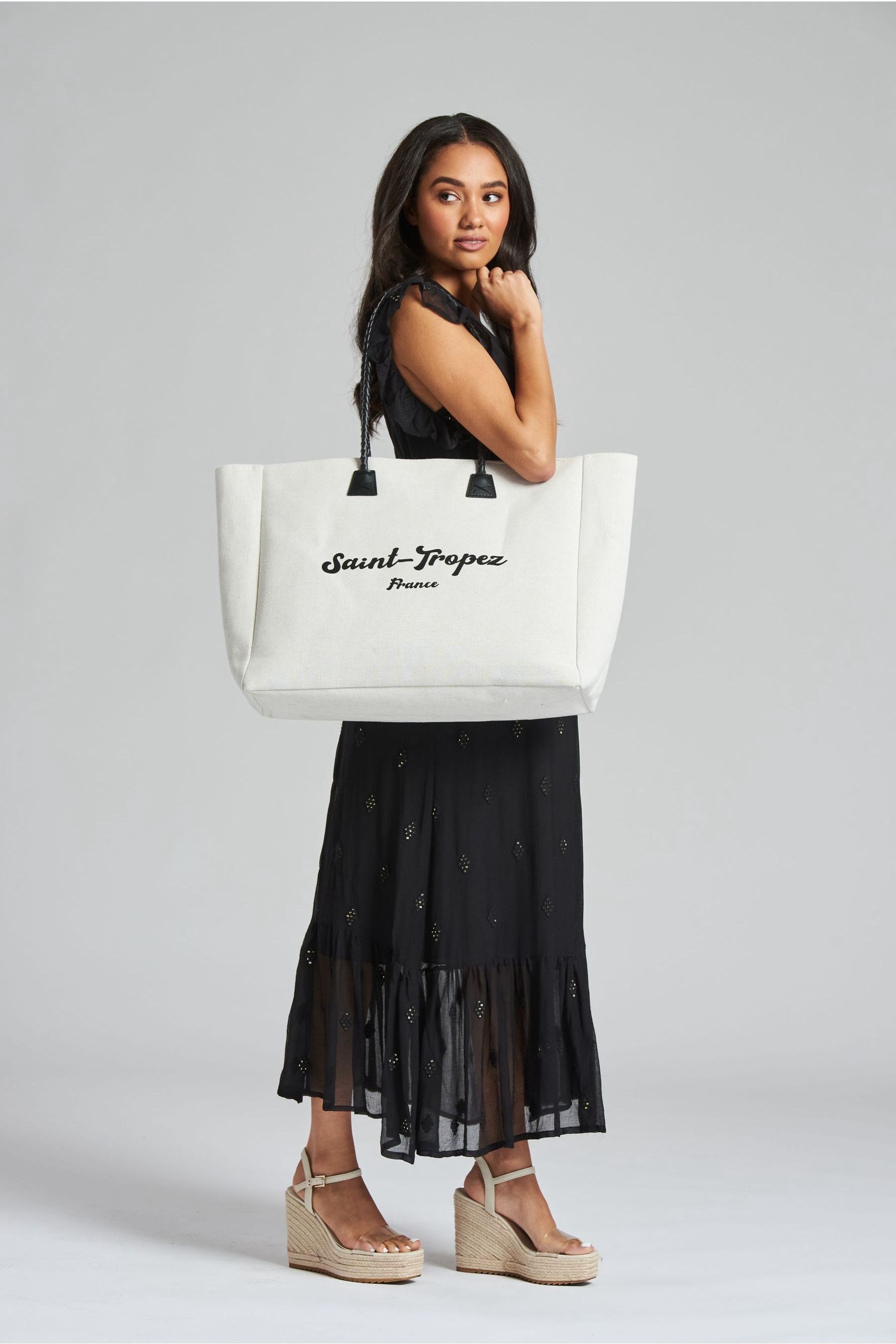 Buy South Beach Cream St Tropez Beach Tote Bag from Next Luxembourg
