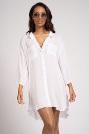 South Beach White Crinkle Beach Shirt With Pocket - Image 4 of 4