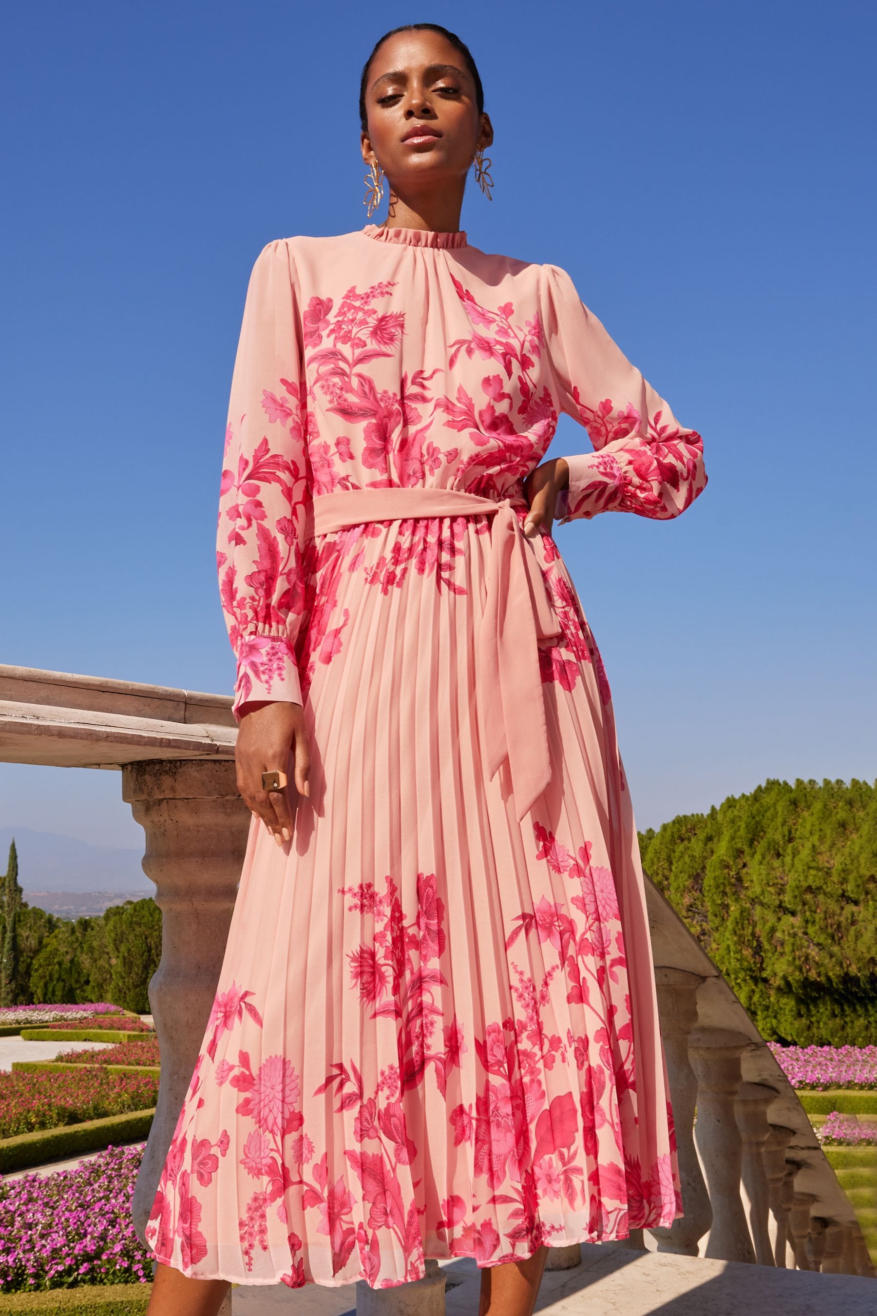 Next pink floral tea dress shop