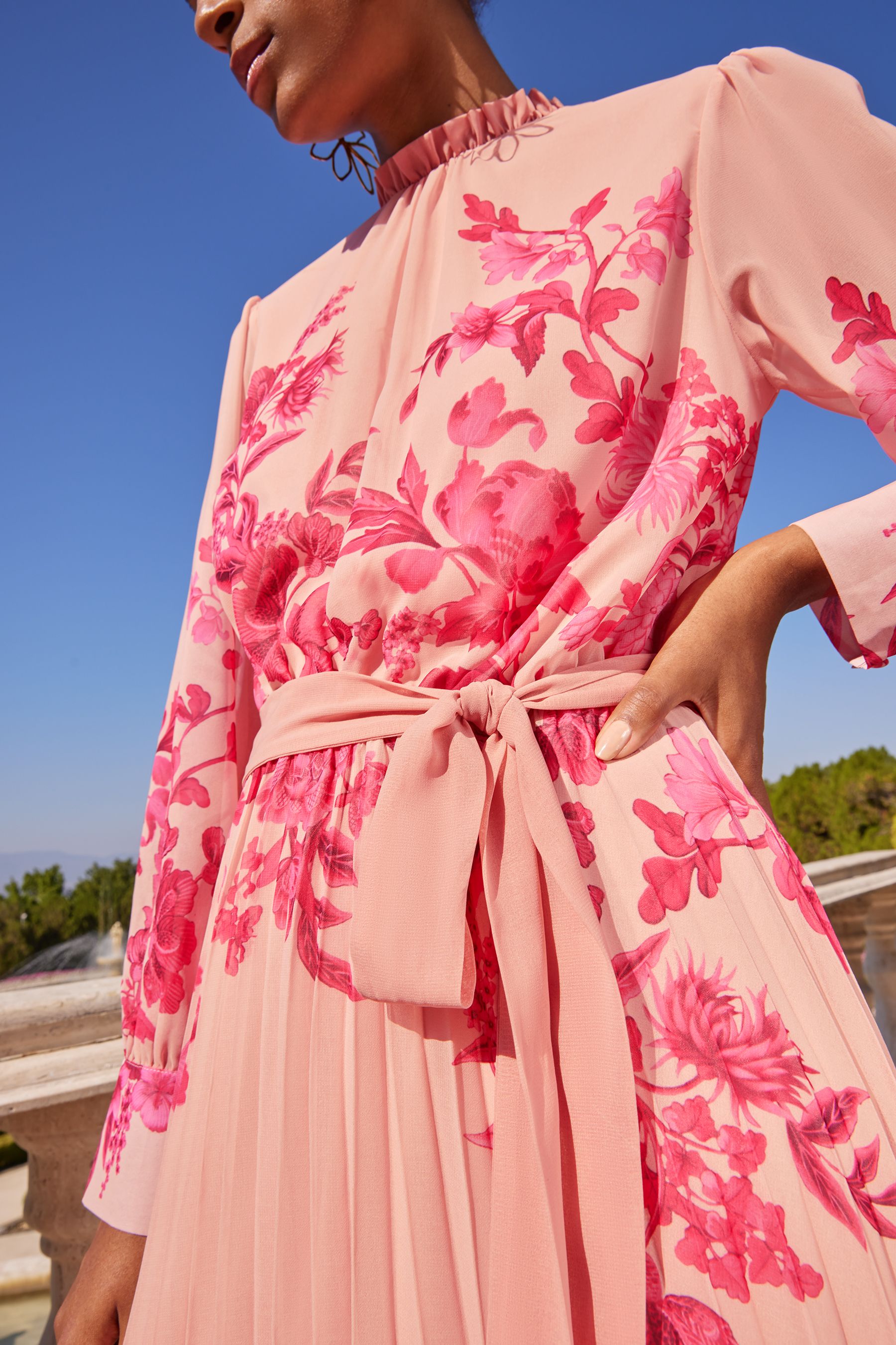 Next pink floral dress top