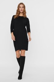 VERO MODA Black 3/4 Sleeve Knitted Dress - Image 2 of 5