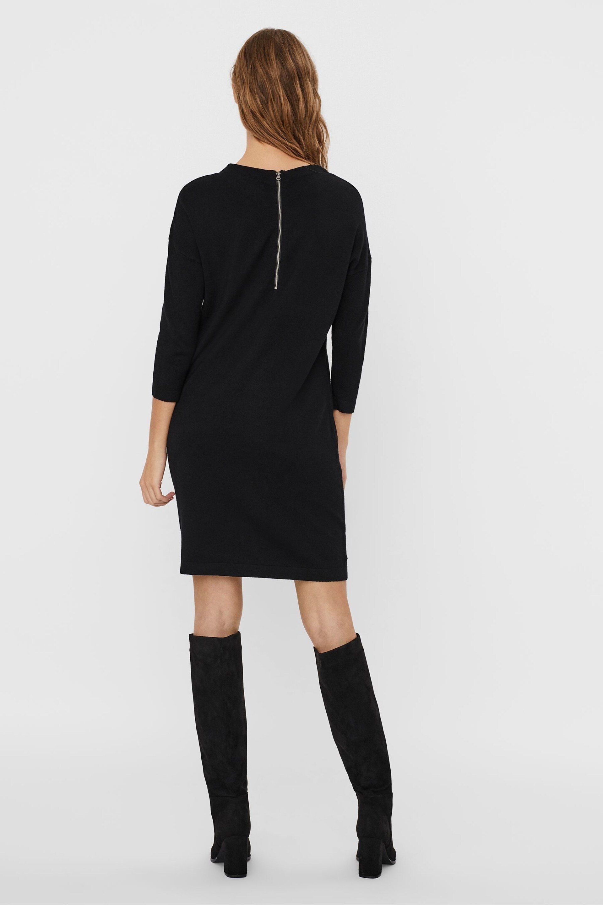 VERO MODA Black 3/4 Sleeve Knitted Dress - Image 3 of 5