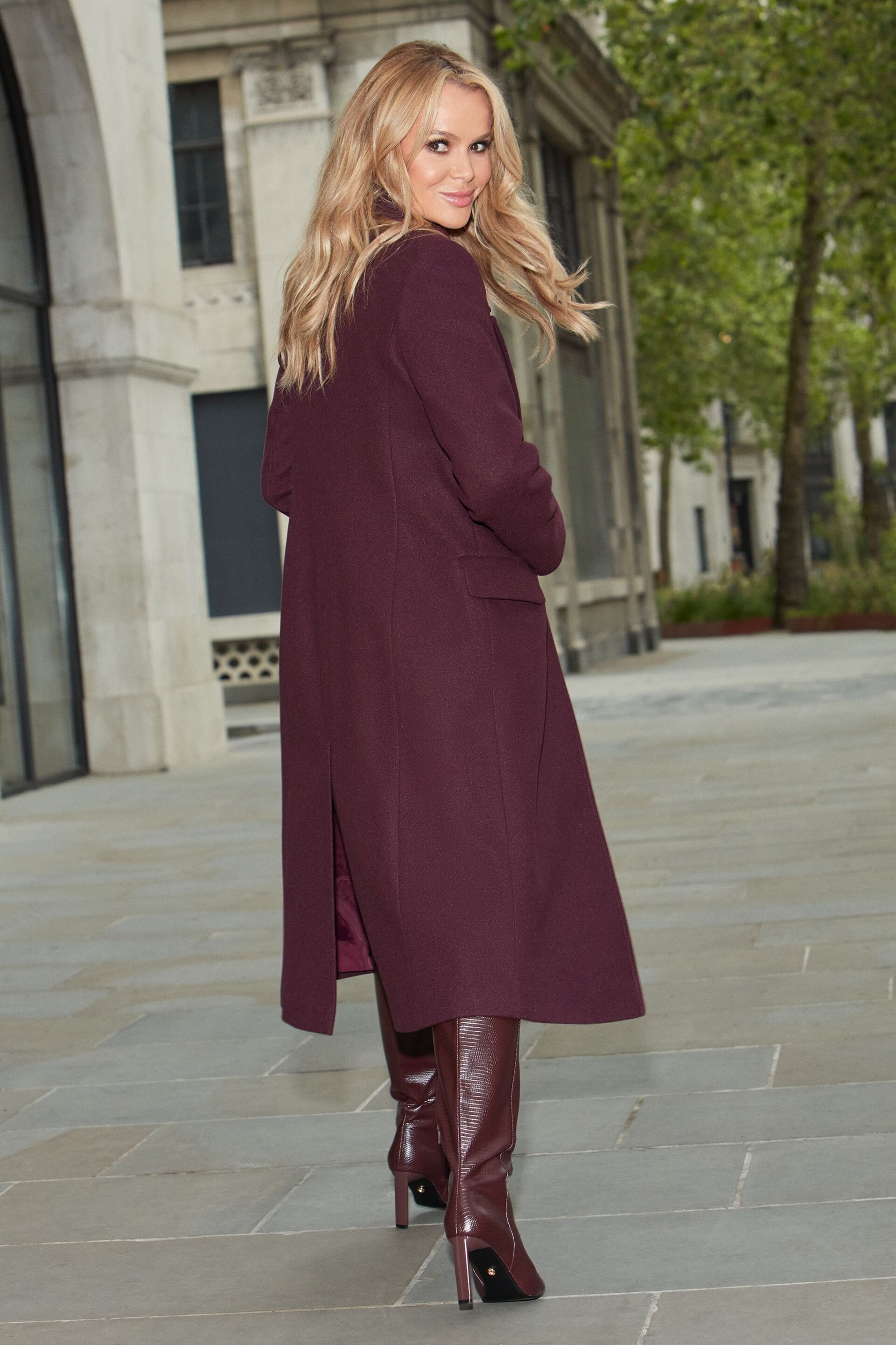 Lipsy Berry Red Single Button Long Tailored Coat - Image 2 of 4