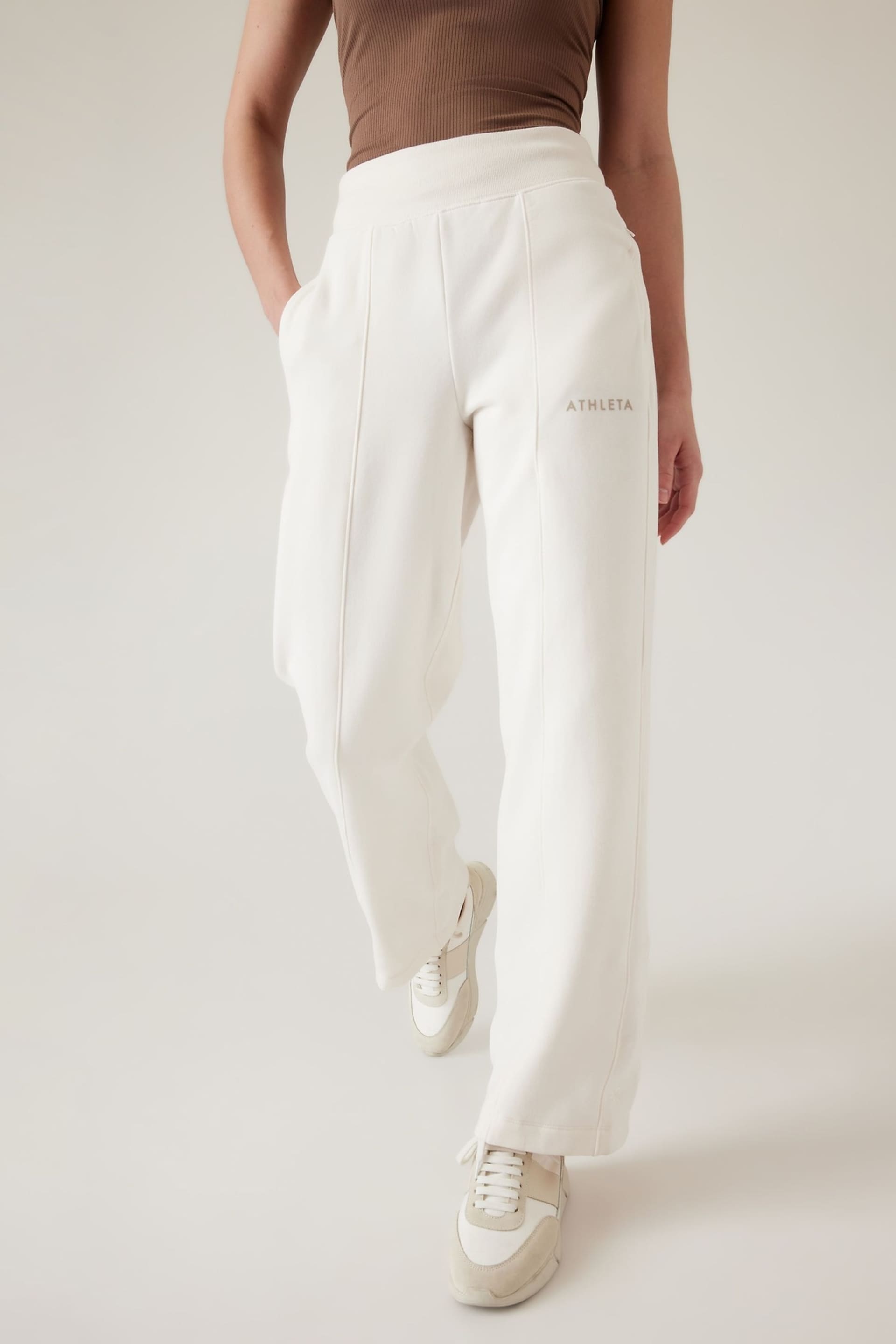 Athleta Cream Straight Leg Sweatpant Joggers - Image 3 of 4