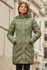 Lipsy Khaki Green Chevron Lightweight Padded Coat - Image 2 of 4