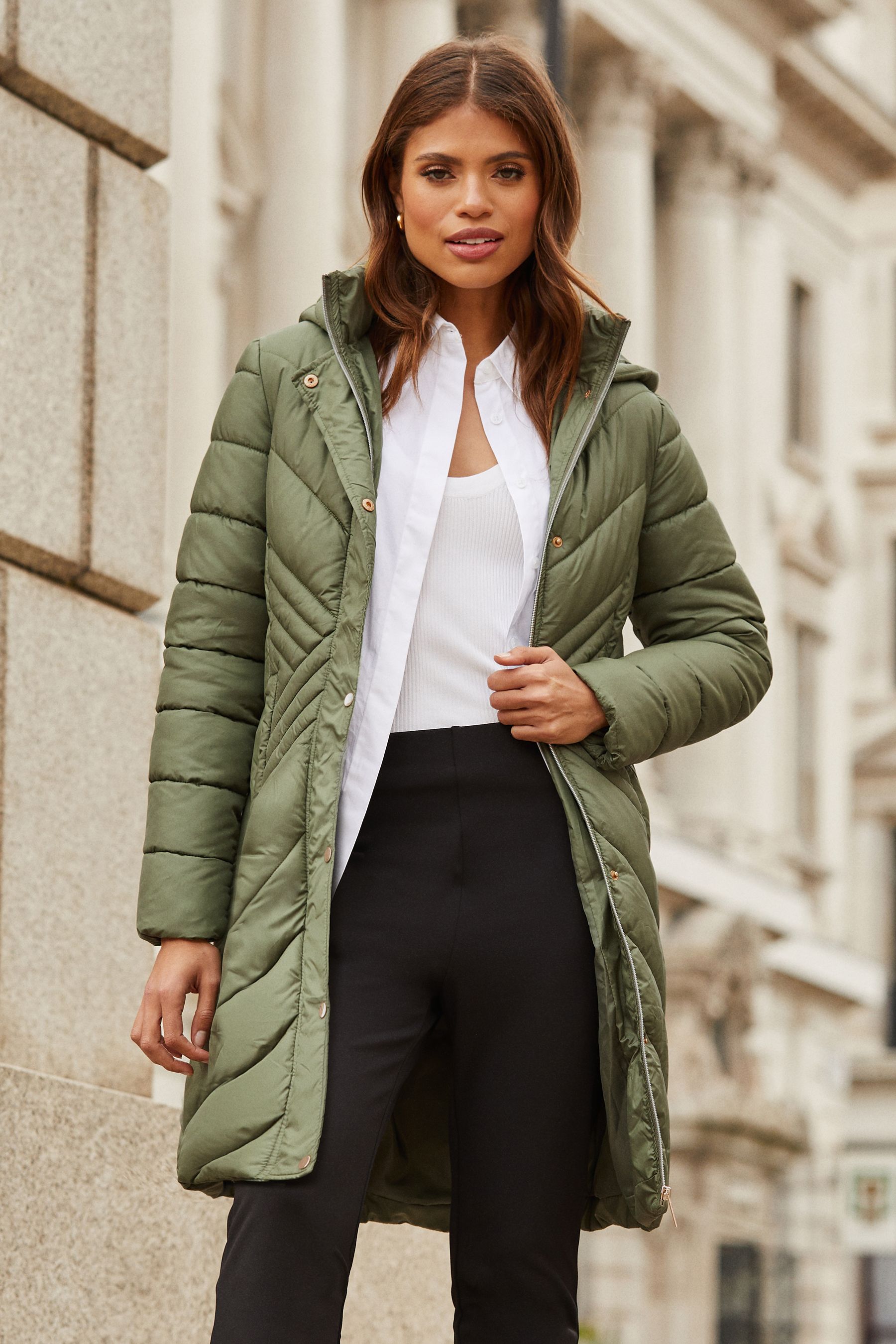 Next green padded coat discount