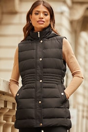 Lipsy Black Faux Fur Padded Hooded Gilet - Image 4 of 4