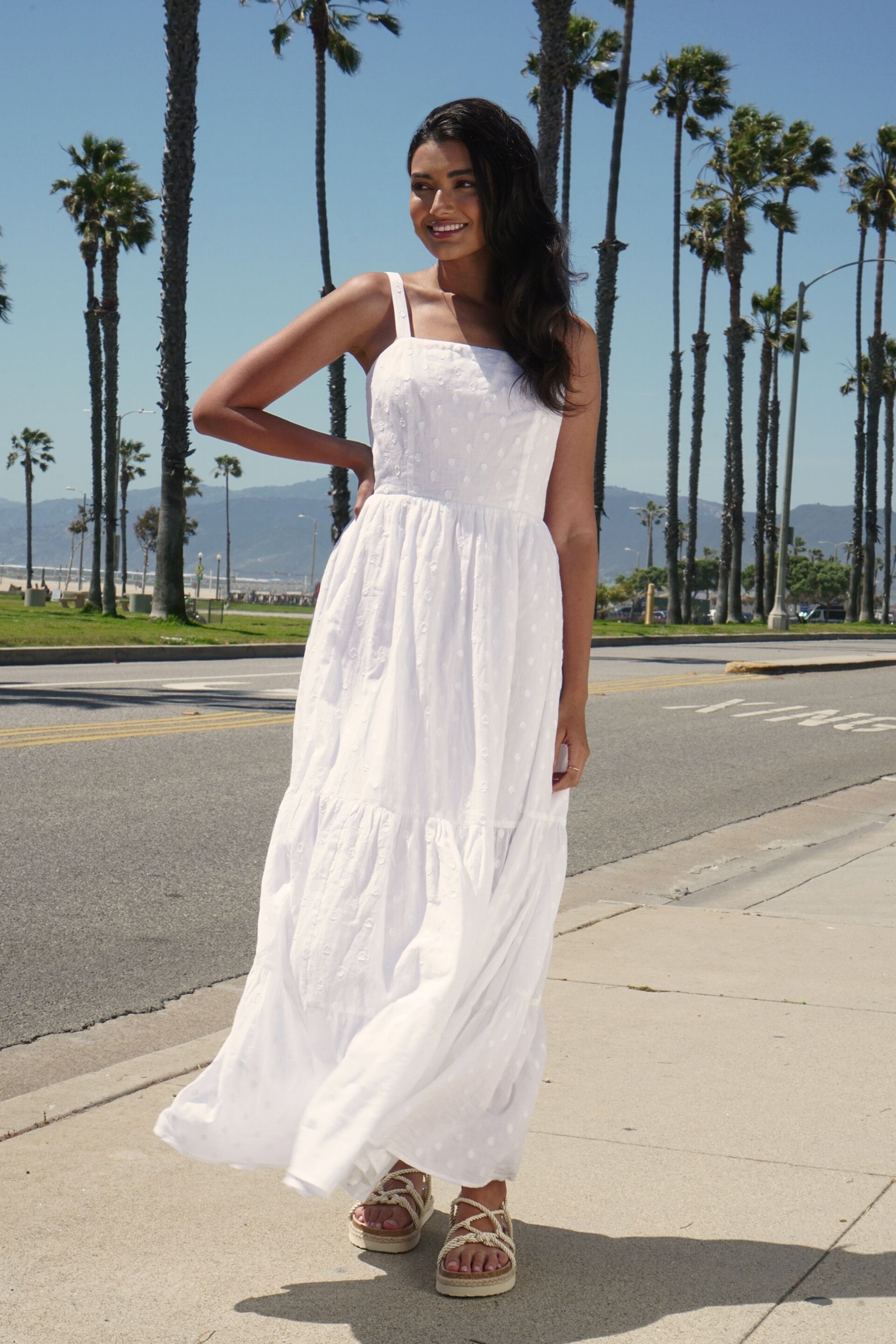 Friends Like These White Tie Back Dobby Maxi Dress - Image 1 of 3