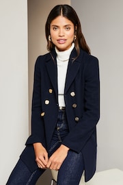 Lipsy Navy Blue Hammered Button Dolly Coat - Image 4 of 4
