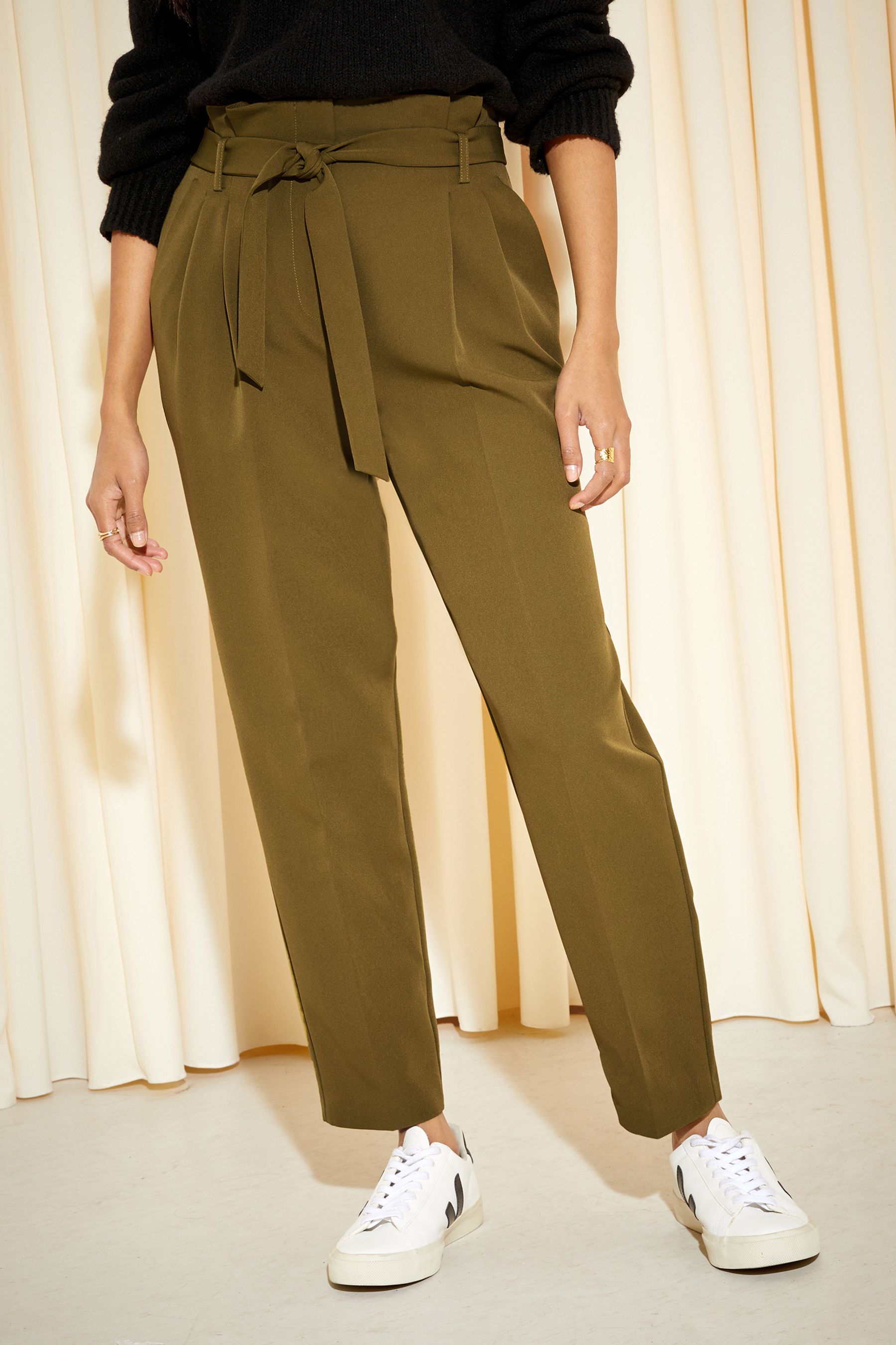 Buy Friends Like These Khaki Green Paperbag High Waist Belted Trousers from Next Luxembourg