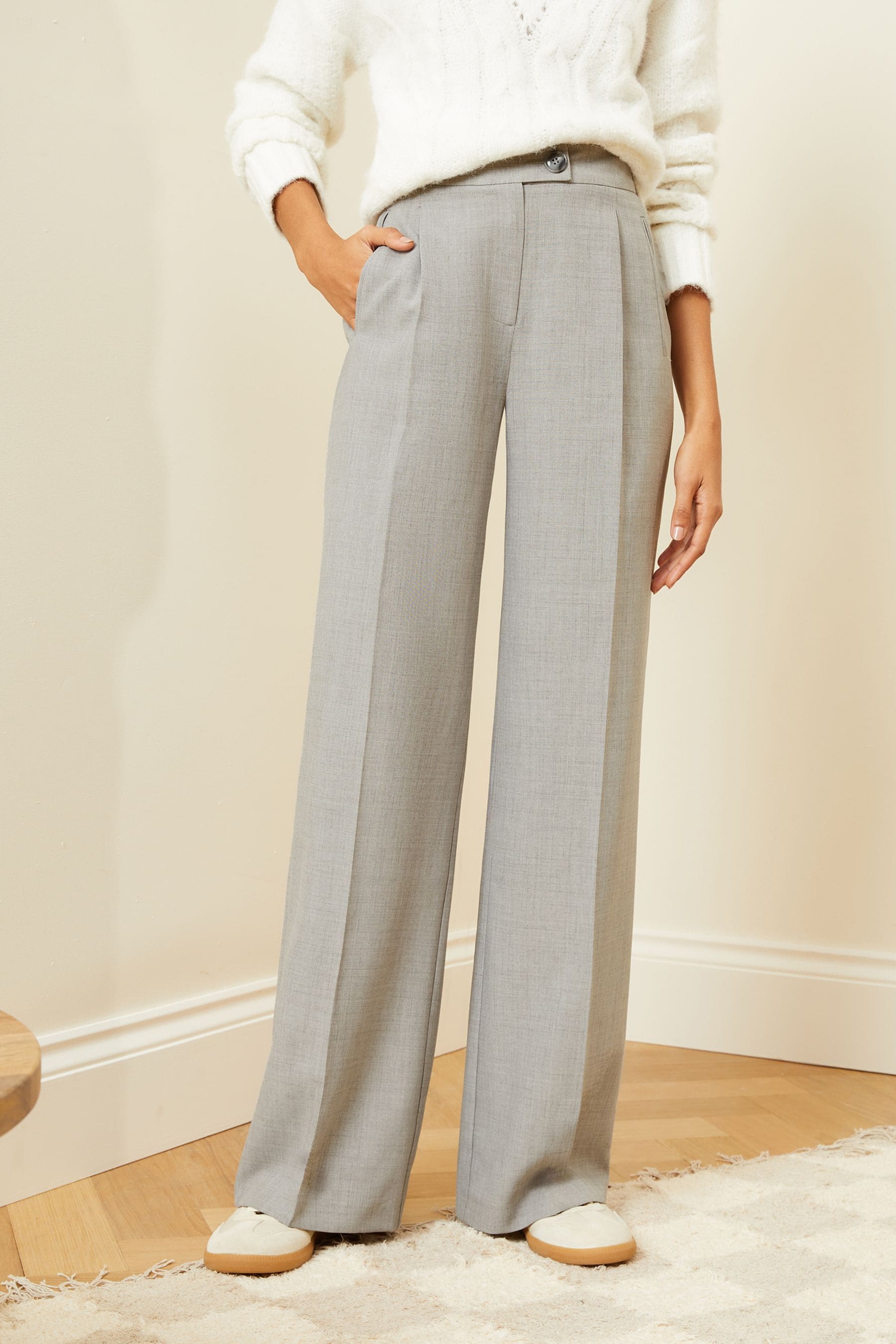 High waisted wide leg tailored trousers shop