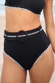 Love & Roses Black Stitch High Waisted Bikini Bottom - Image 1 of 4