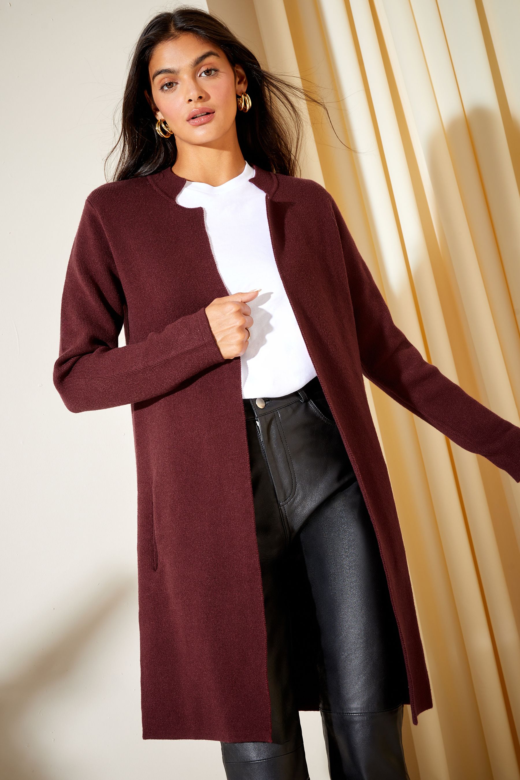 Buy Friends Like These Berry Red Longline Mock Collar Coatigan from Next Luxembourg