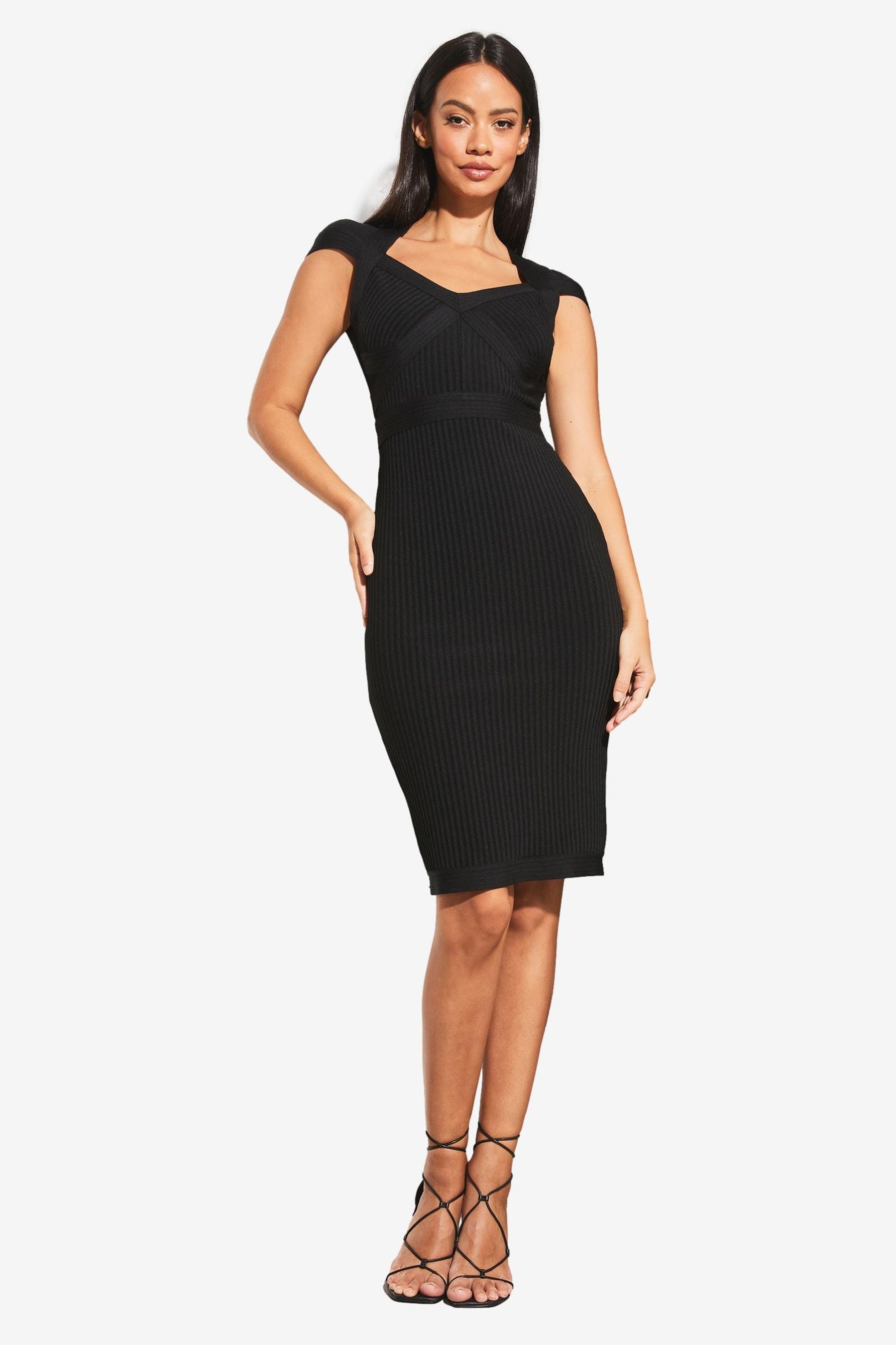 Buy Lipsy Black Petite Sweetheart Neckline Contour Bandage Midi Dress from Next Ireland