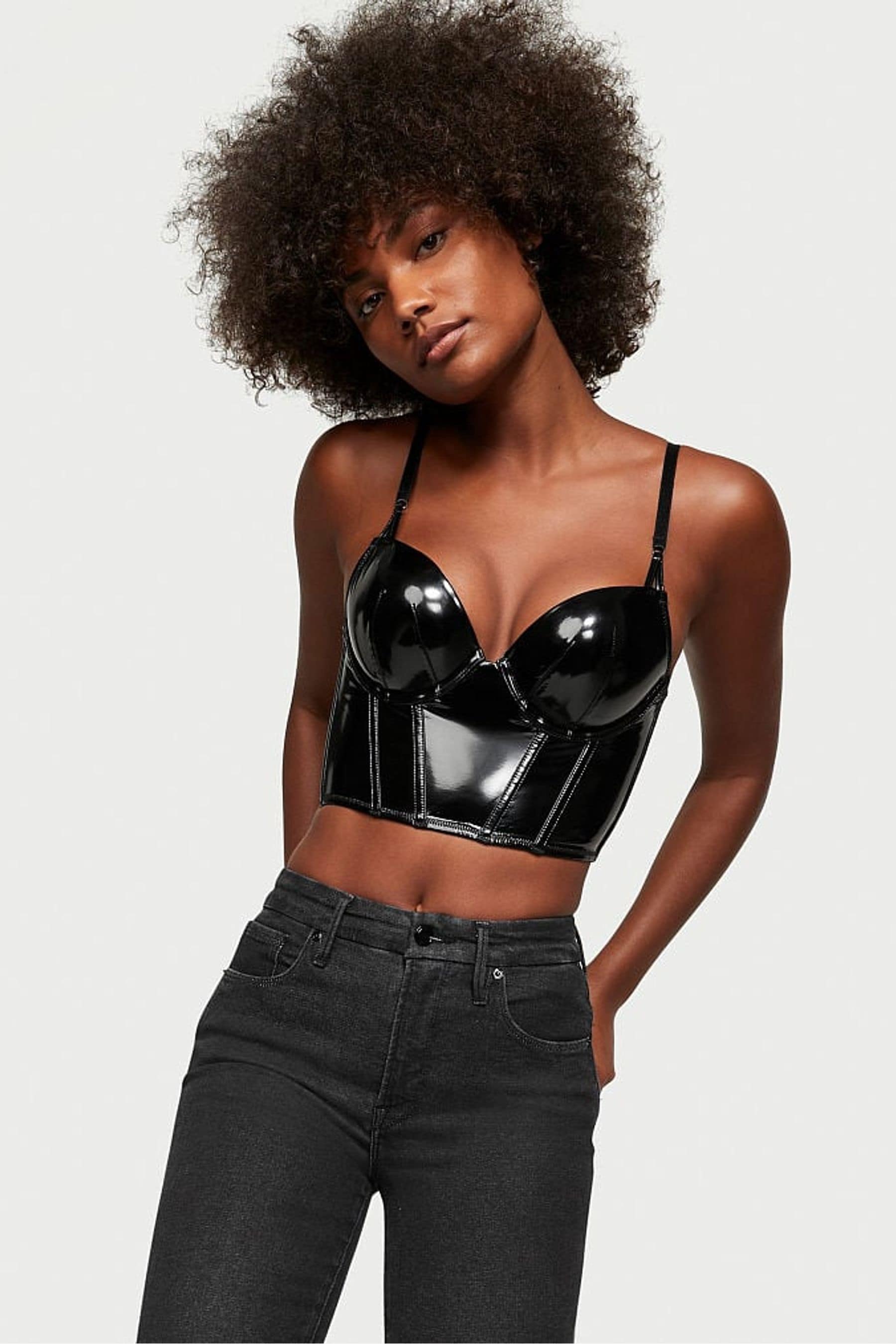 Black leather corset top deals