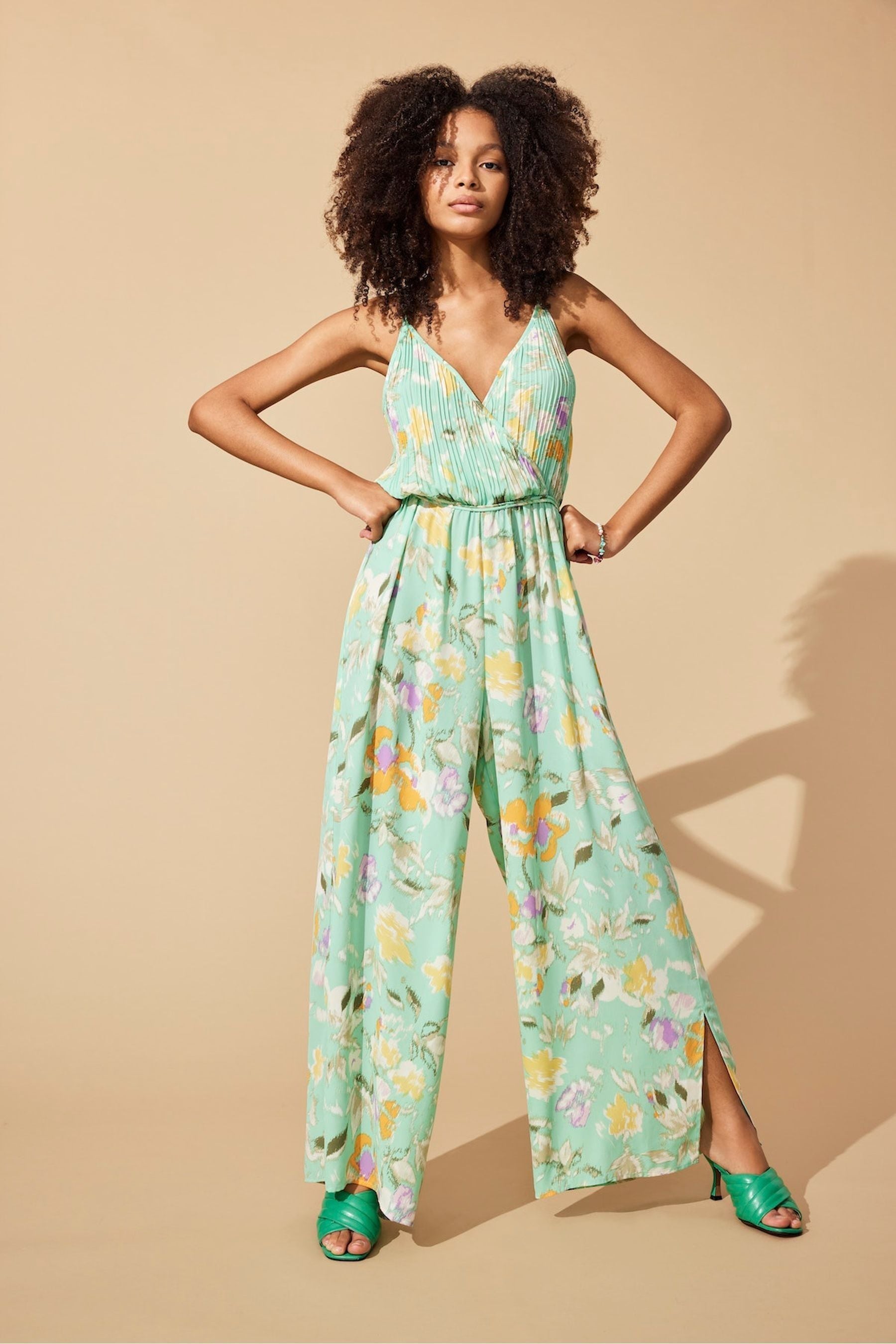 Green floral jumpsuit new arrivals