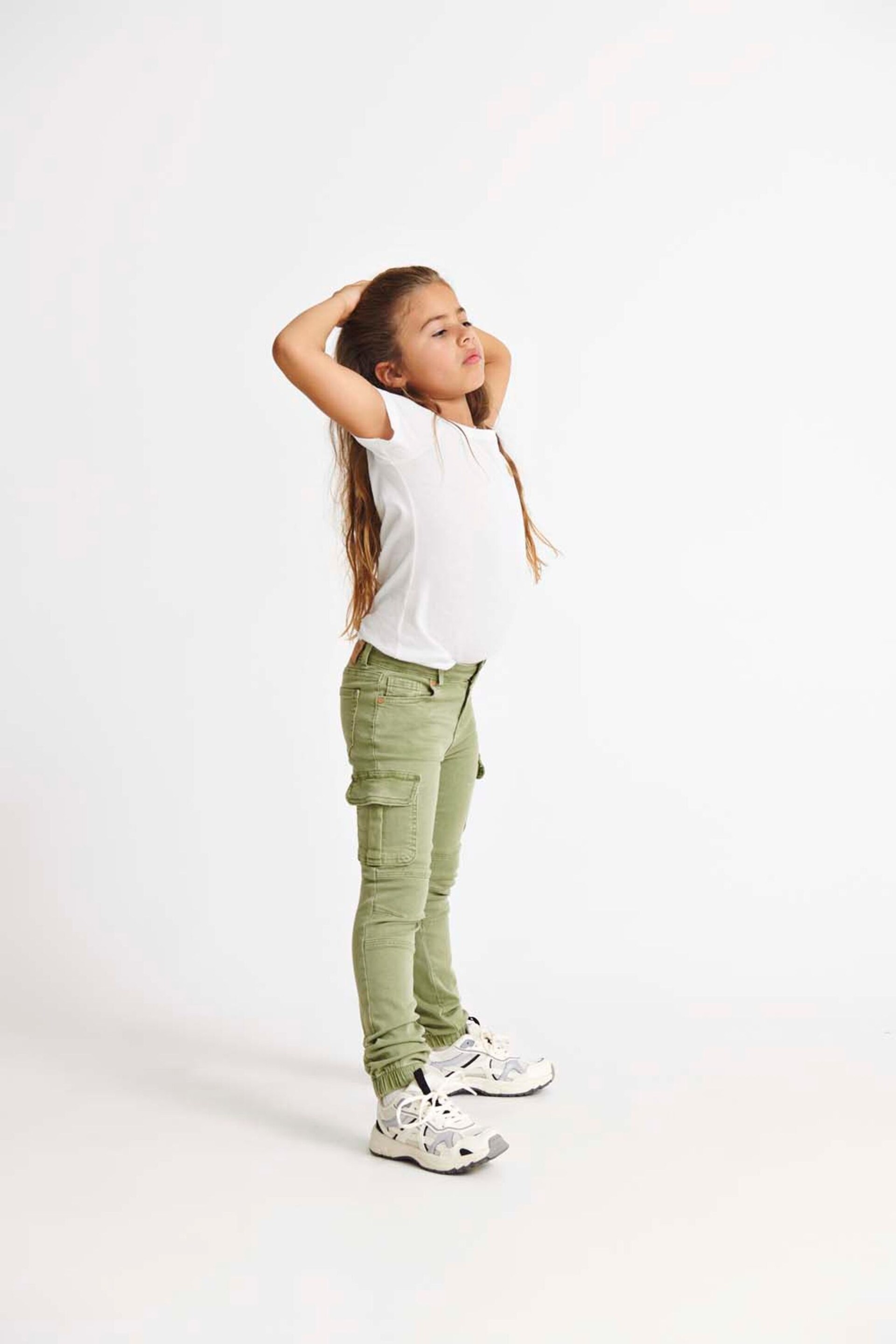 ONLY KIDS Green Slim Fit Utility Cargo Denim Jeans With Adjustable Waist - Image 3 of 4