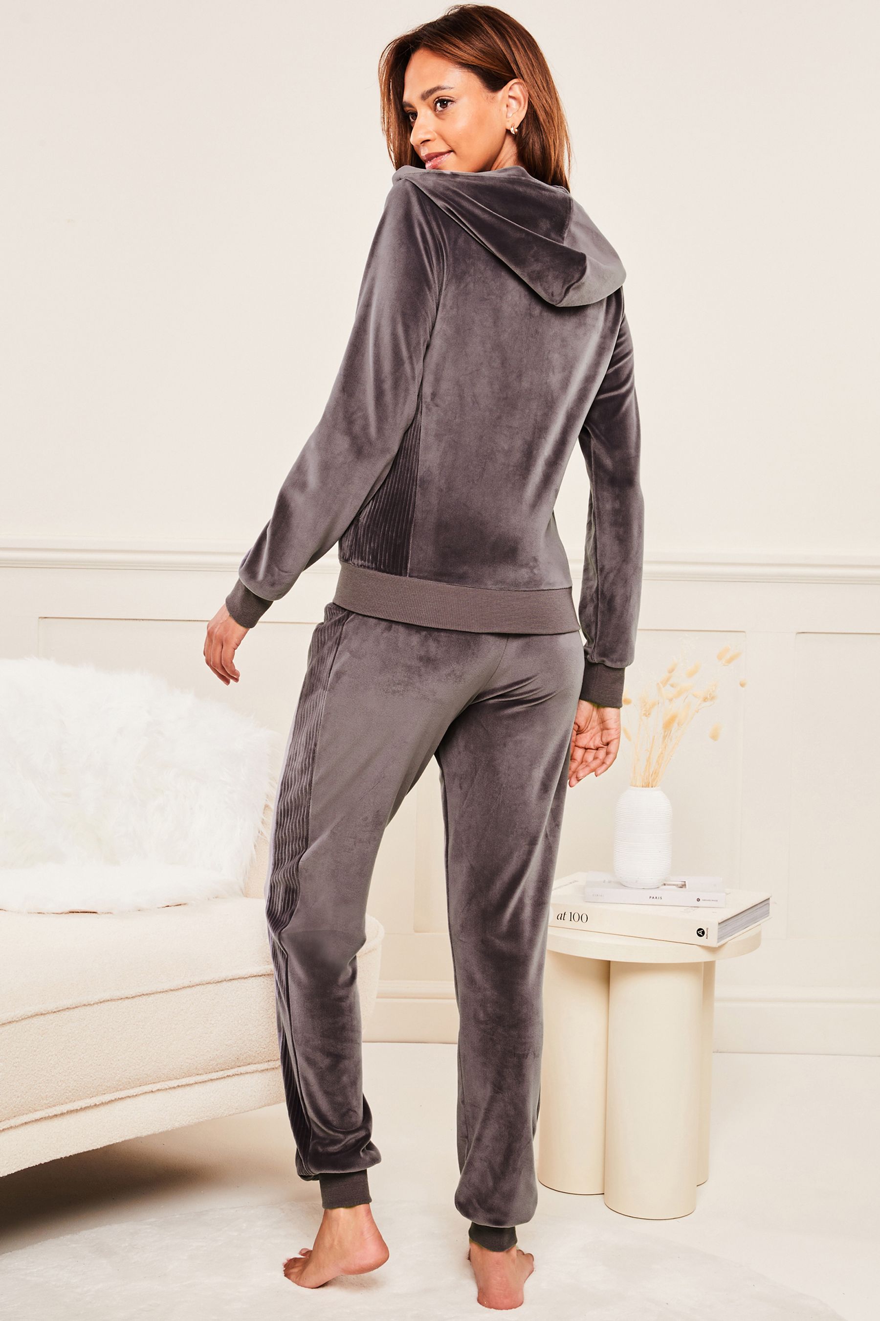 Buy Lipsy Grey Super Soft Cuffed Velour Joggers from Next Luxembourg