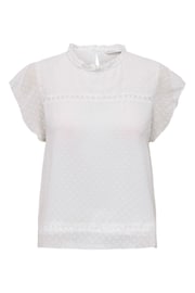 ONLY White Dobby Lace Detail Frill Top - Image 5 of 5