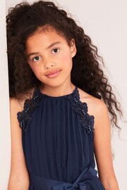 Lipsy Navy Pleated Chiffon Occasion Dress - Image 4 of 4