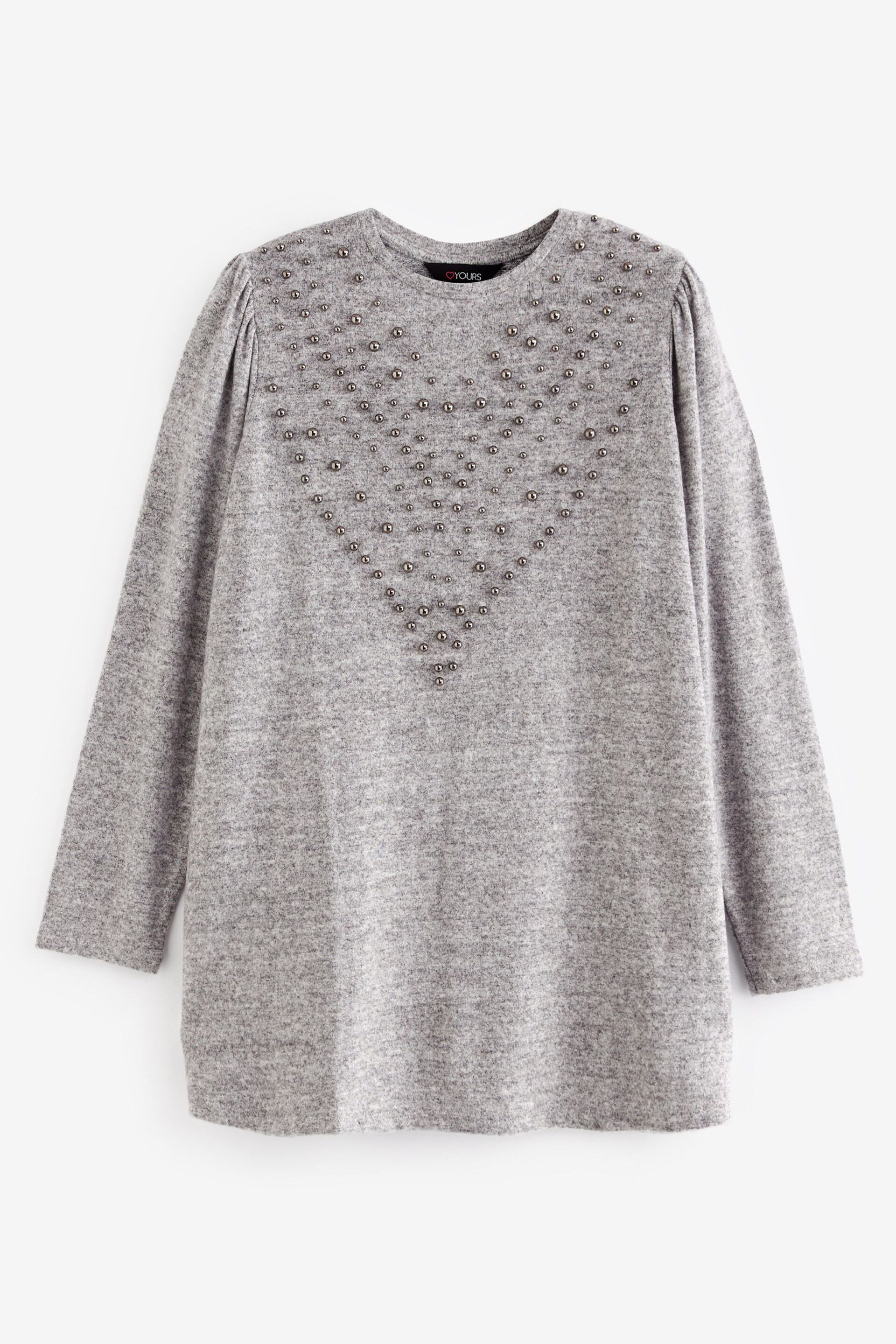 Yours Curve Grey Embellished Soft Touch Jumper - Image 5 of 5