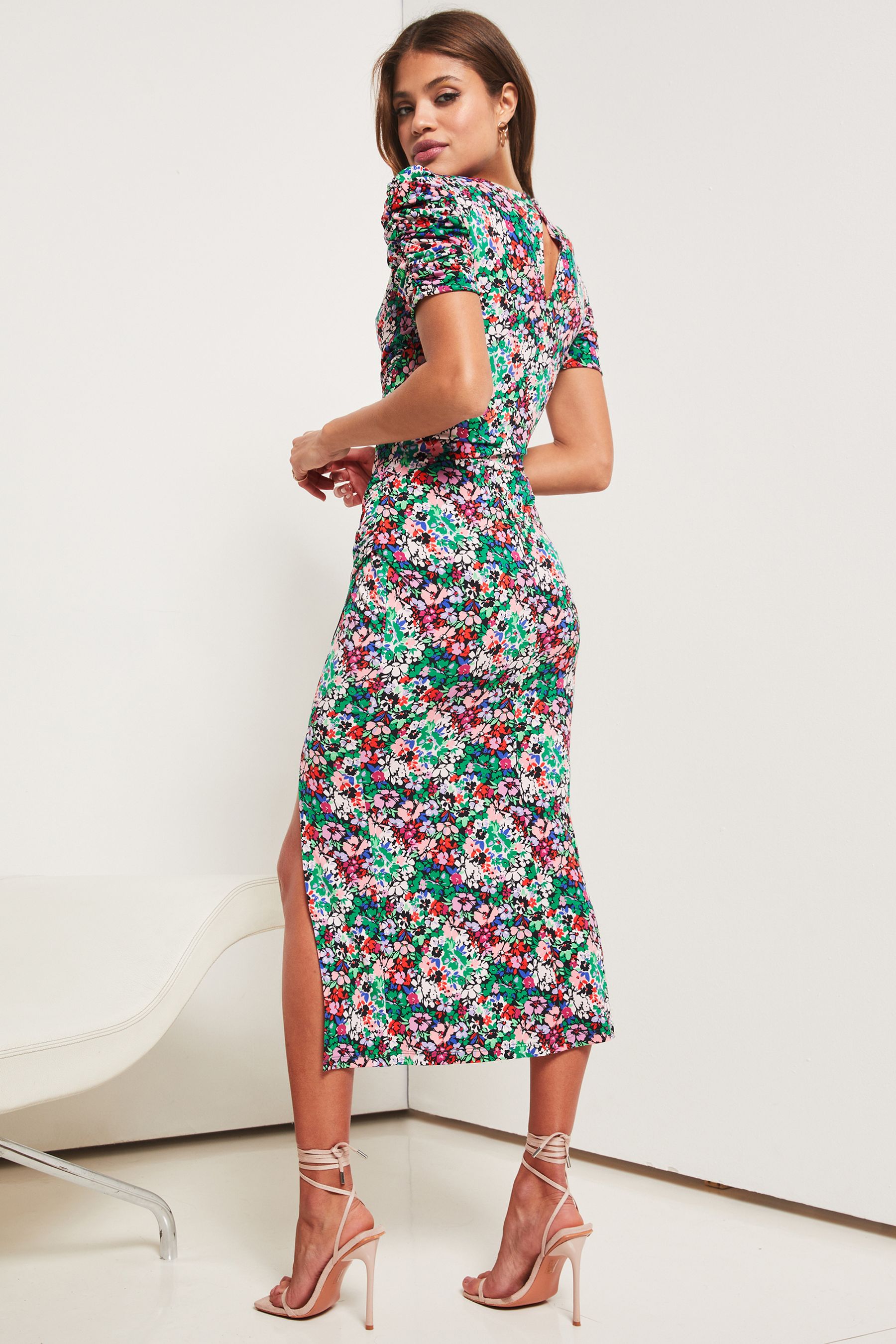Jersey split midi dress outlet