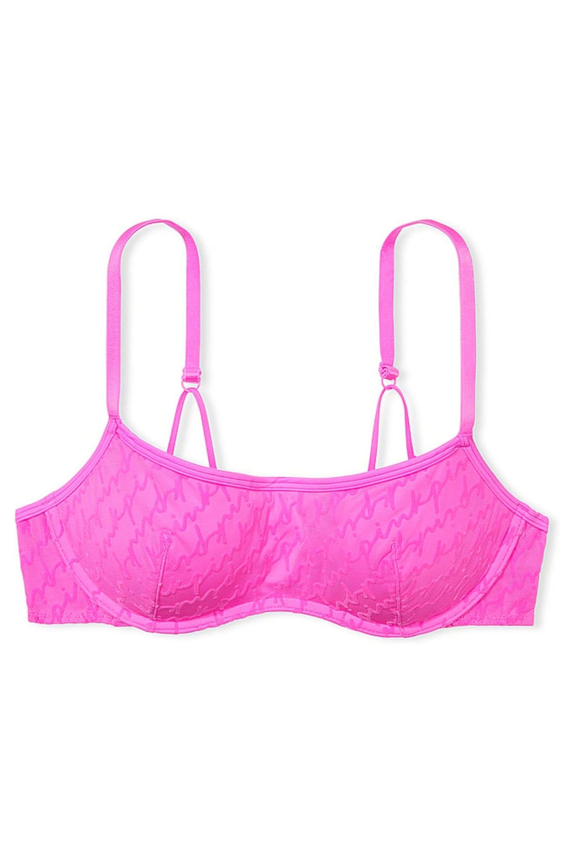 Victoria's Secret PINK Pink Berry Push Up Flocked Mesh Push Up Bralette - Image 1 of 1