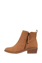 Friends Like These Brown Wide Fit Side Zip Low Heel Ankle Boot - Image 1 of 5