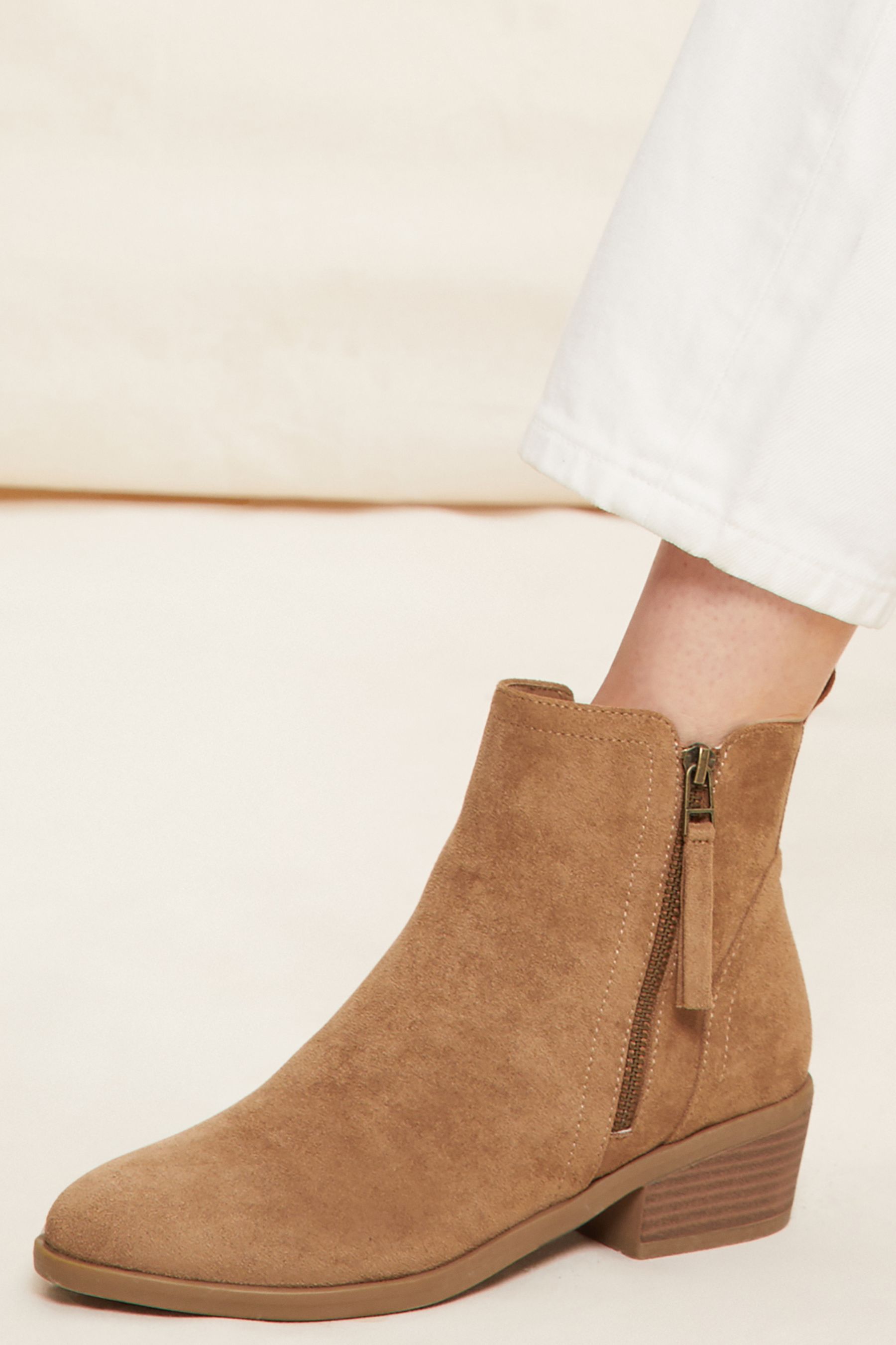 Buy Friends Like These Brown Wide Fit Side Zip Low Heel Ankle Boot from Next Luxembourg