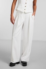 PIECES White High Waisted Wide Leg Trousers - Image 1 of 5