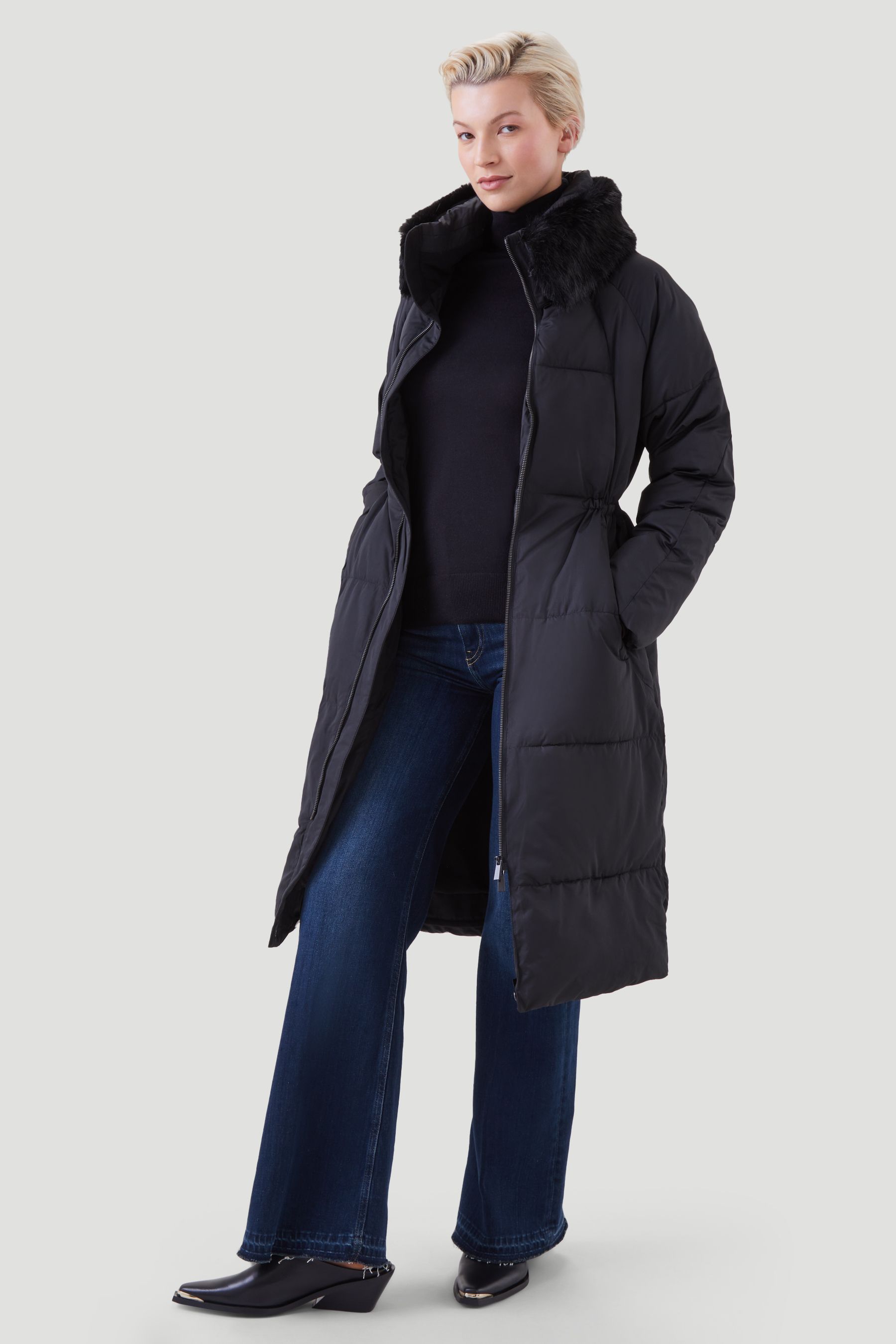 Flattering puffer coat on sale