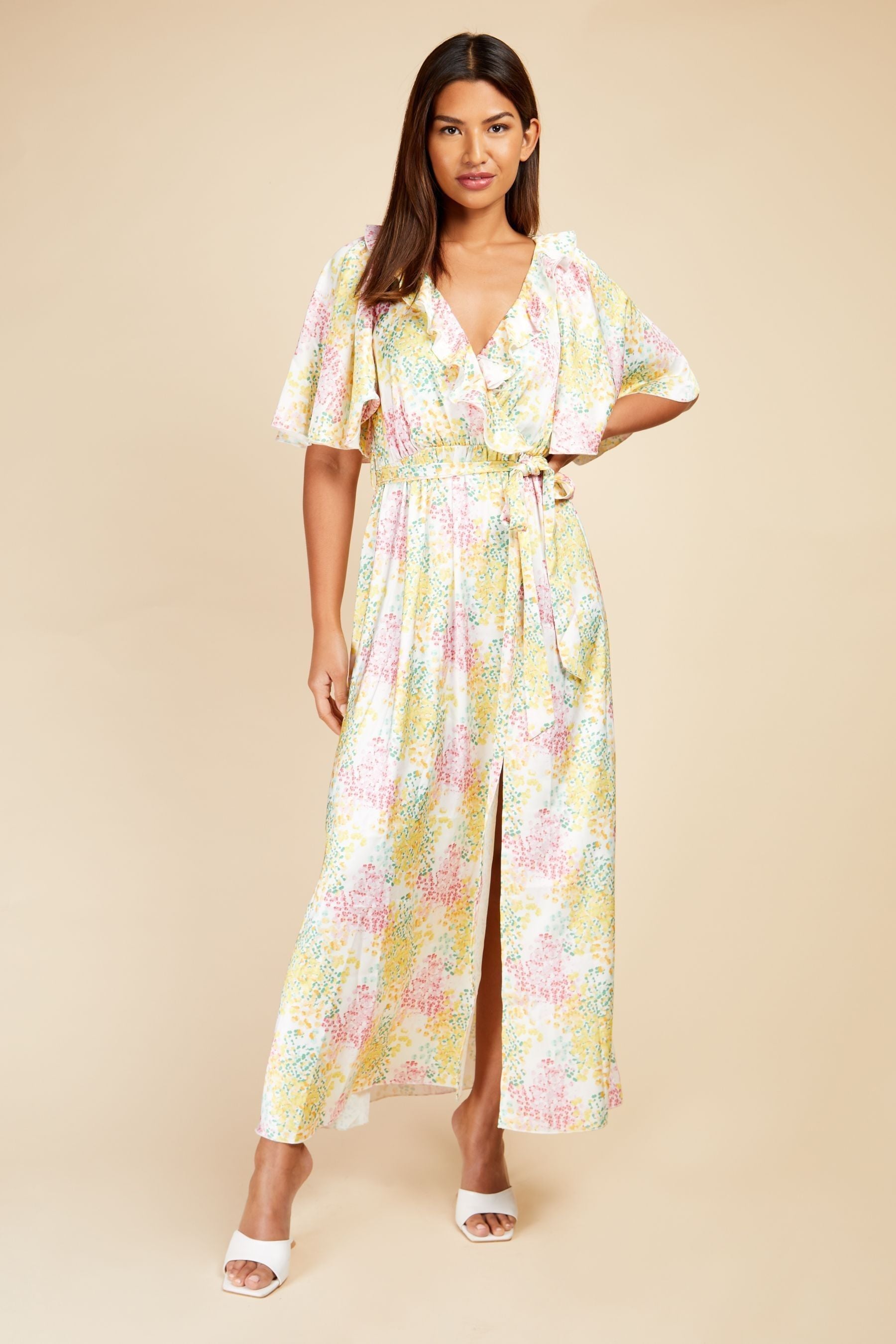Buy Little Mistress Yellow Multi Blossom Wrap Maxi Dress from Next Luxembourg
