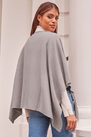 Lipsy Grey Military Button Shoulder Knit Poncho - Image 2 of 4