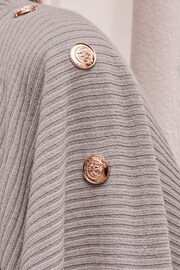 Lipsy Grey Military Button Shoulder Knit Poncho - Image 4 of 4