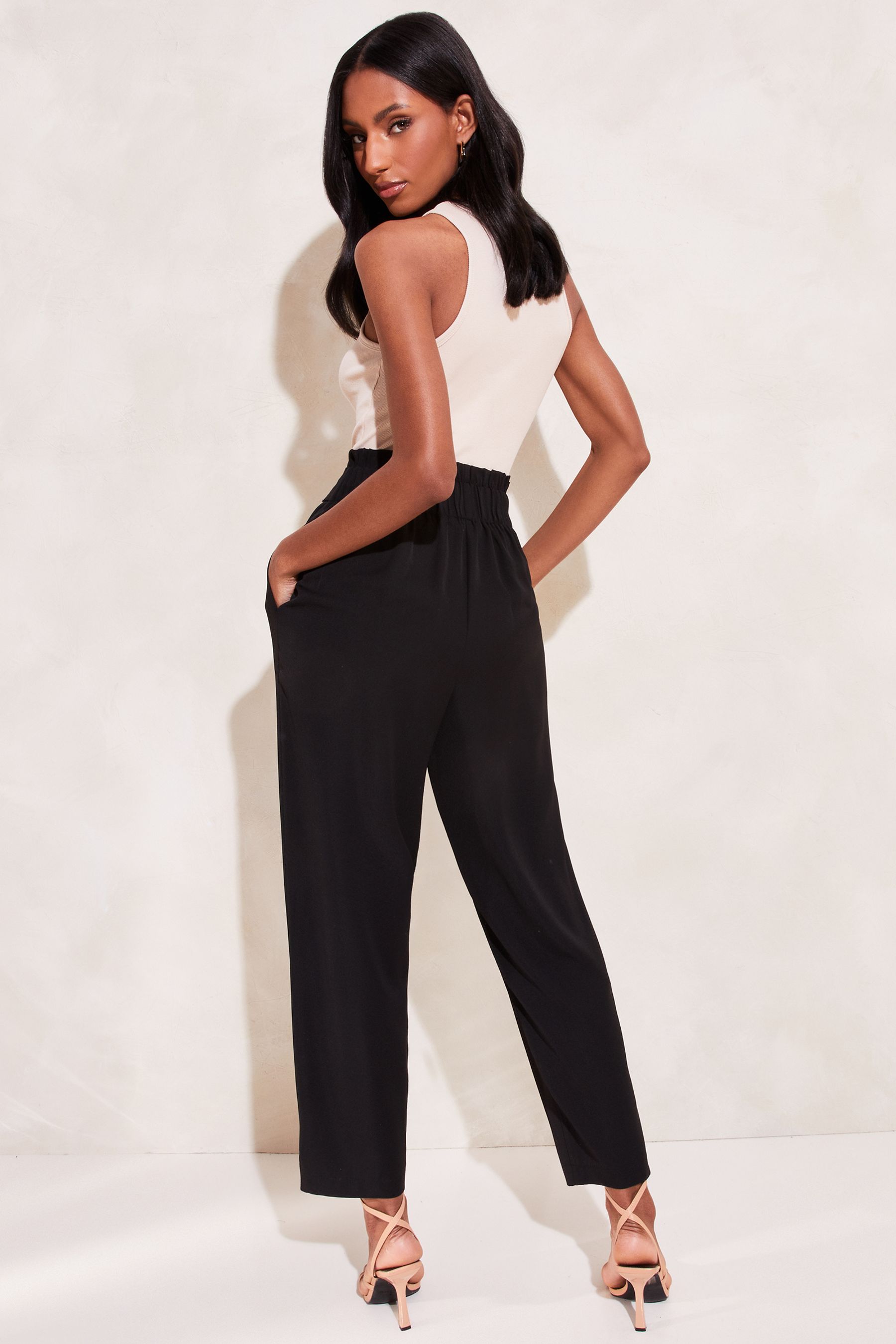 Buy Lipsy Black Tapered Belted Smart Trousers from the Next UK online shop