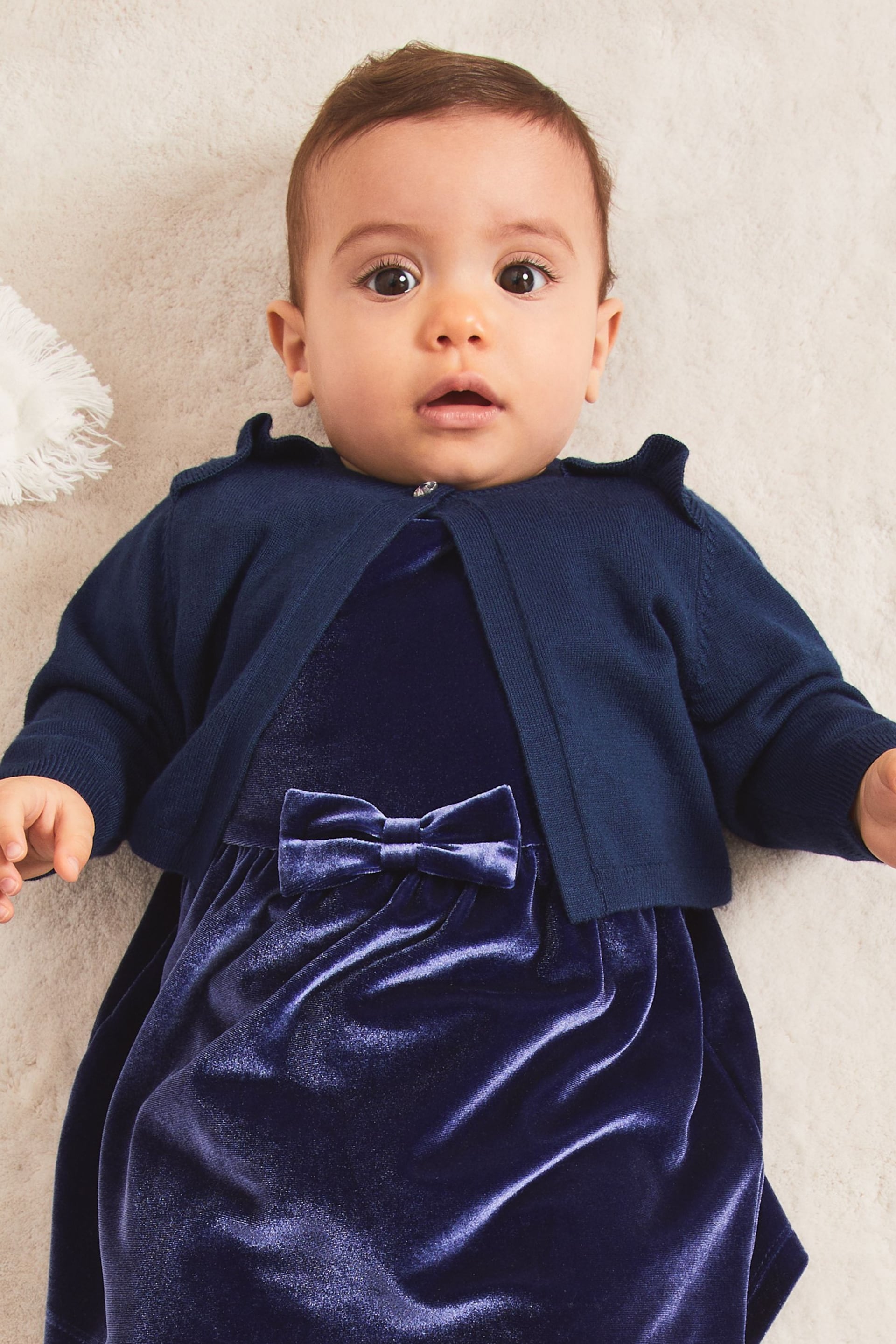 Lipsy Navy Blue Baby Occasion Shrug - Image 3 of 4